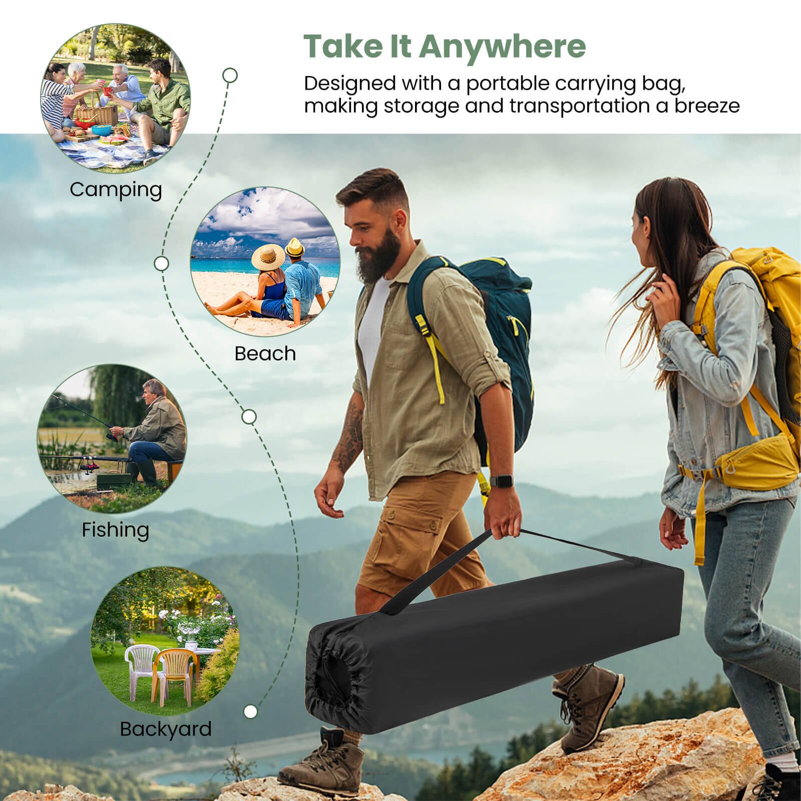 Take It Anywhere Designed with a portable carrying bag, making storage and transportation a breeze Camping, Beach, Fishing, Backyard