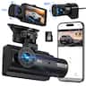 NEXPOW - 3 Channel Dash Cam 4K Front Rear Cabin WiFi GPS 1080P Night Vision WDR G Sensor 32GB