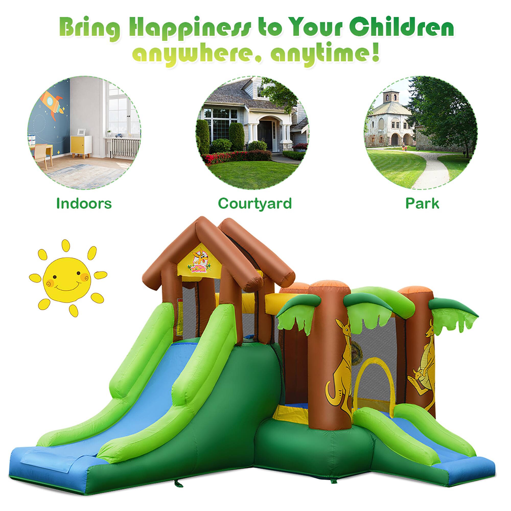 Bring Happiness to Your Children anywhere, anytime!

Indoors  
Courtyard  
Park