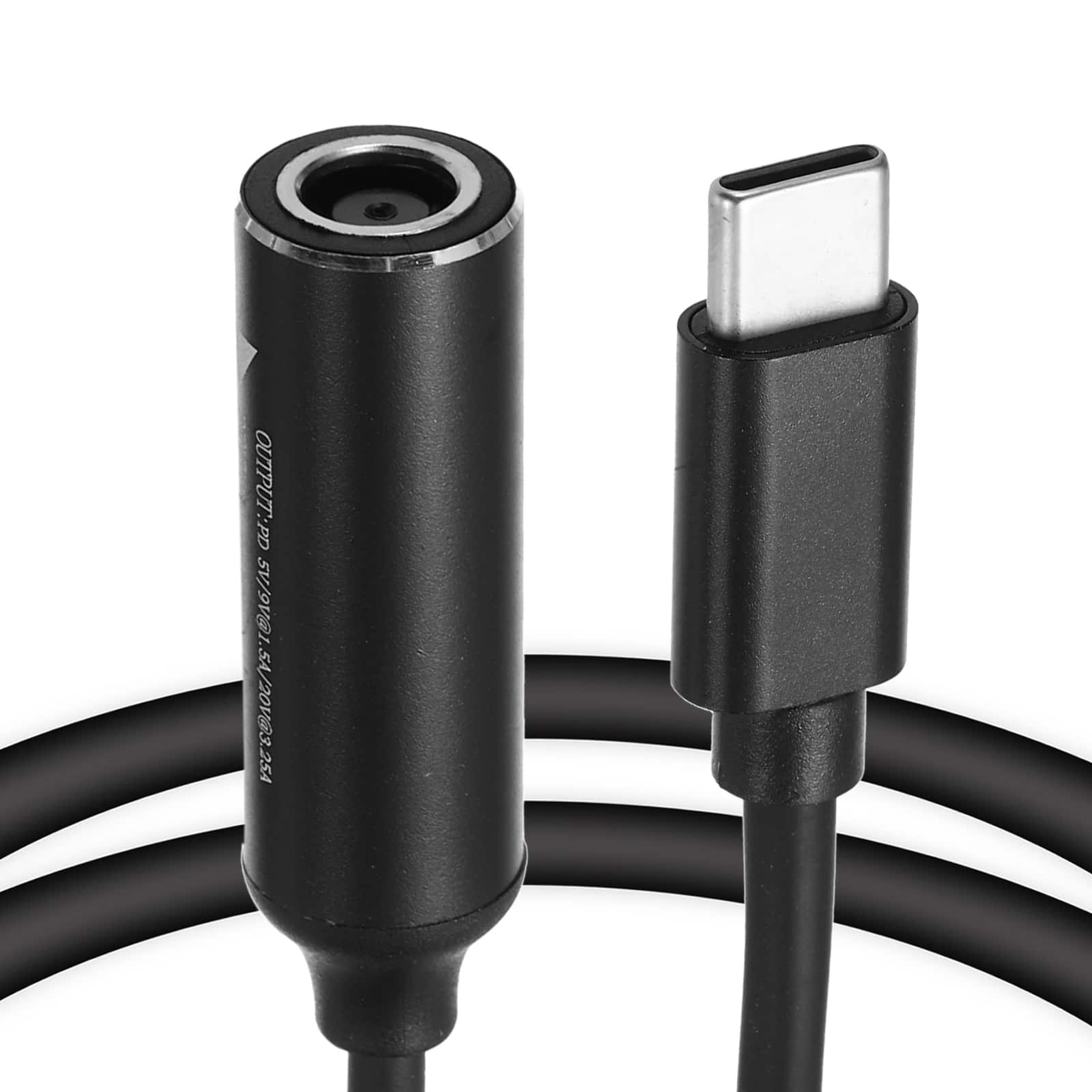 Unique Bargains - 0.6FT USB C to DC 7.4x5mm PD Charging Cable, 5/9/20V 65W 3.25A, for Router, Camera, TV Box, Desk Lamp - Black