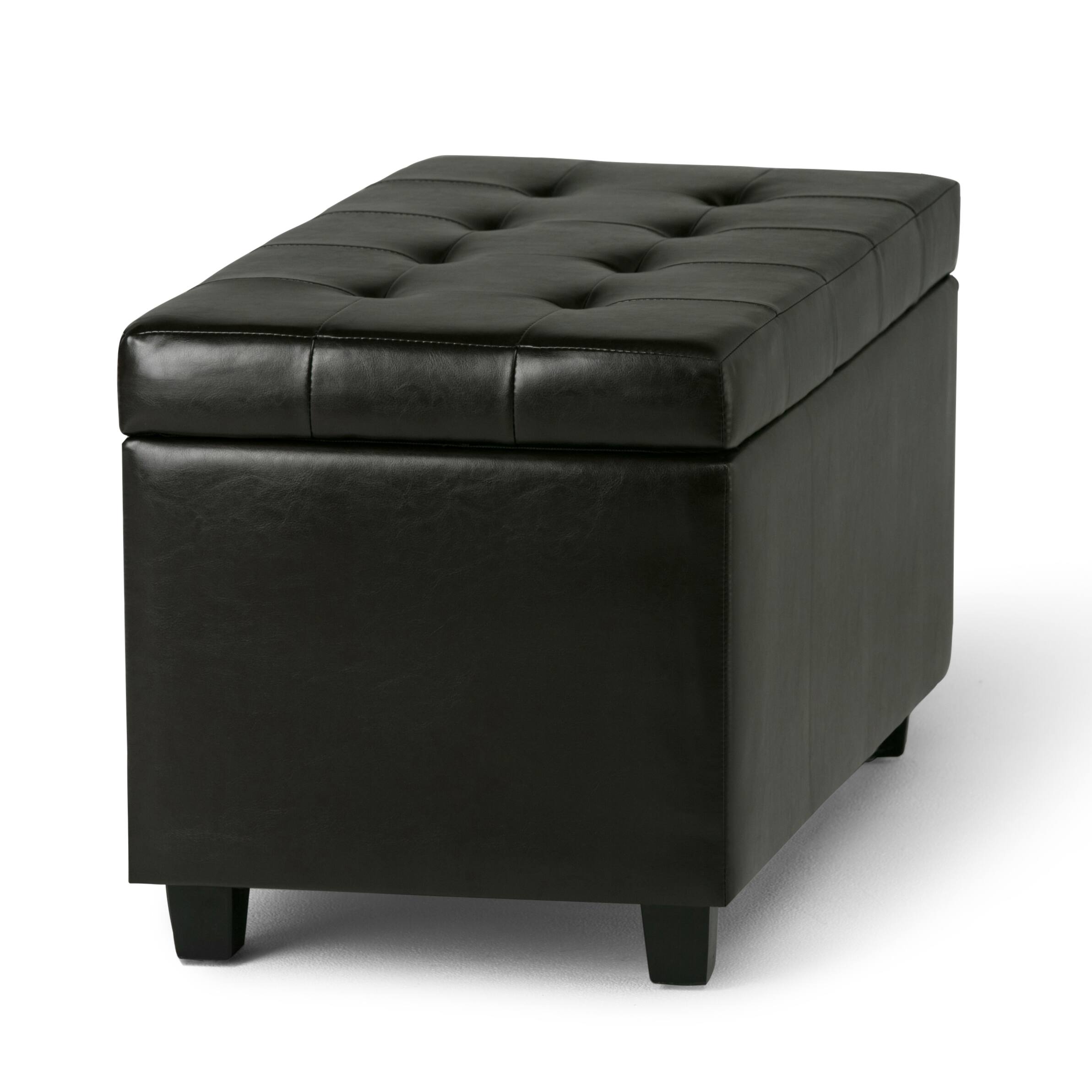 Alt View 5. Simpli Home - Cosmopolitan 34 inch Wide Transitional Rectangle Storage Ottoman in Tanners Brown Vegan Faux Leather, Assembled - Tanners Brown.