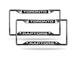 Rico Industries - Toronto Raptors NBA (Set of 2) All Corner EZ View Chrome Metal Laser Cut License Plate Frames - Multi
