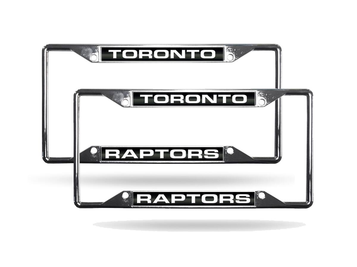Toronto Raptors NBA (Set of 2) All Corner EZ View Chrome Metal Laser Cut License Plate Frames