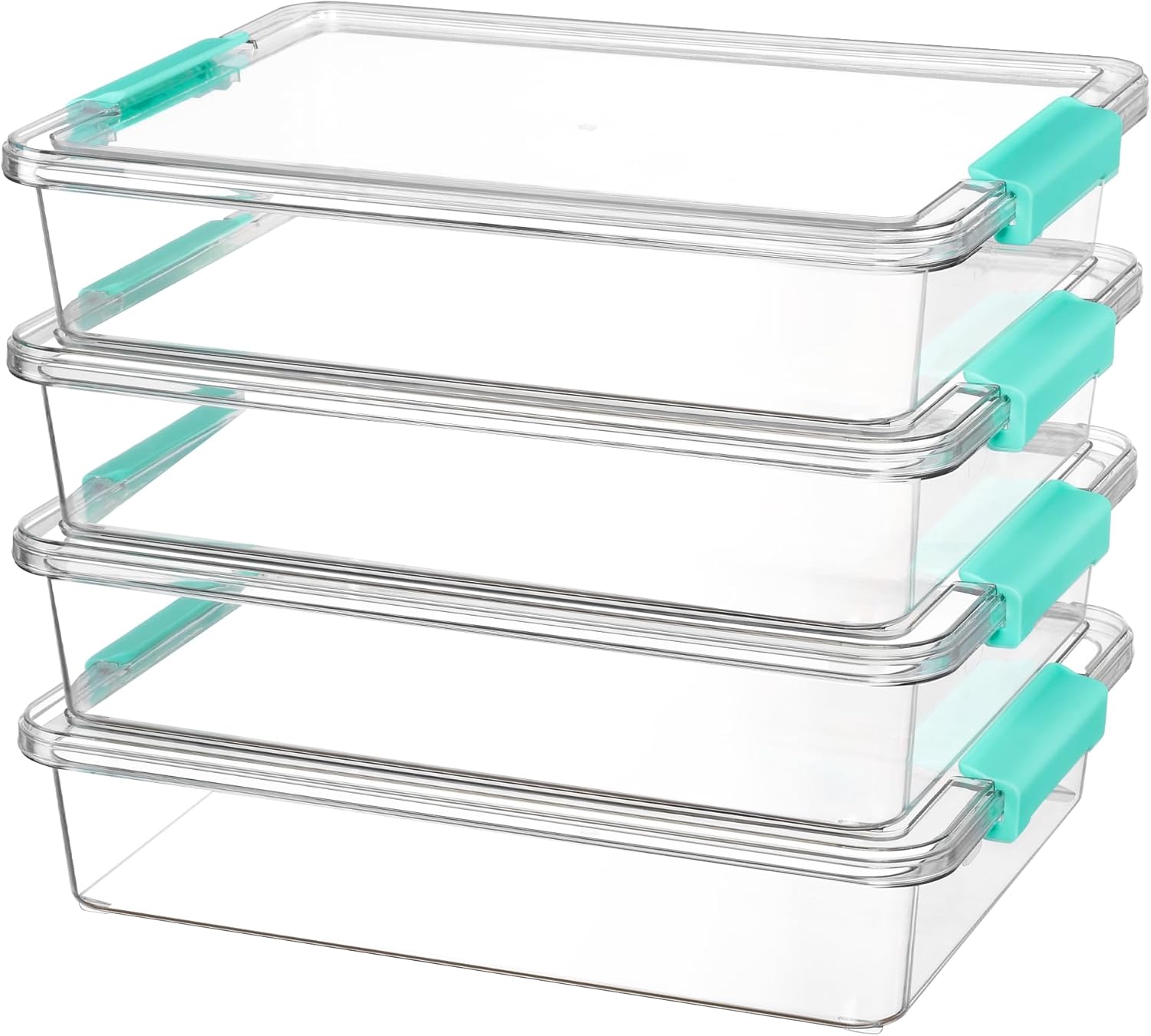 Front. RTMB - 6 Qt Plastic Storage Bins 4pk – Clear, Stackable with Lids for Home/Office.
