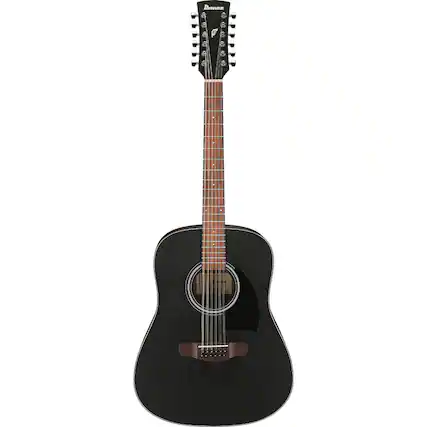 Front. Ibanez - Ibanez PF Series PF5412 12-String Acoustic Guitar, Weathered Black/Natural.