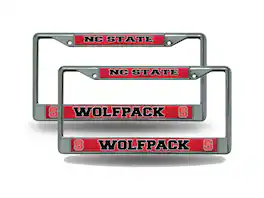 Rico Industries - NC State Wolfpack Chrome Metal License Plate Frame - Set of 2 Frames - Multi