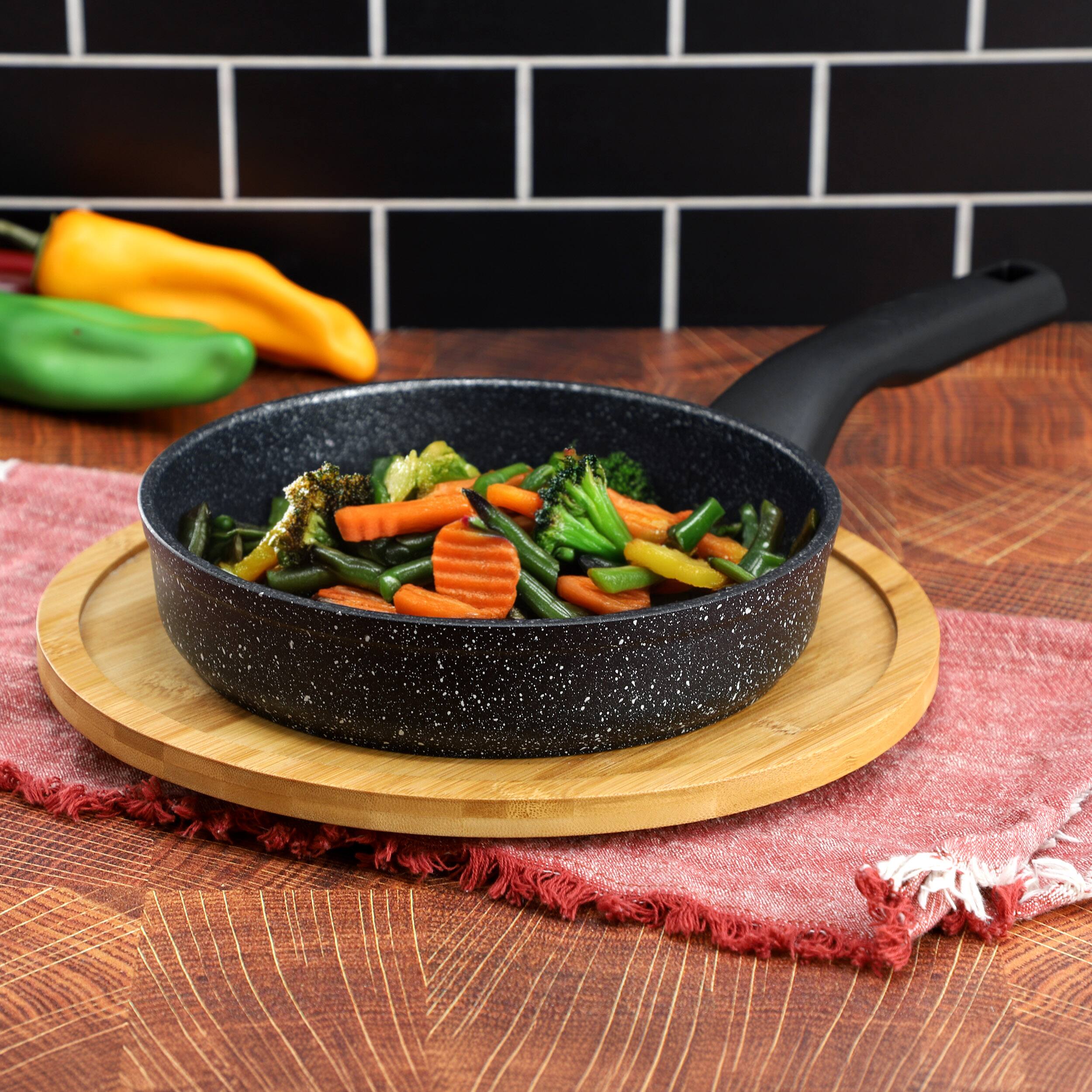 Alt View 4. Korkmaz - Korkmaz Ornella Nonstick 8 Inch Aluminum Frying Pan in Granite Black - Granite Black.