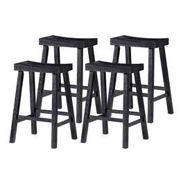 Maven Lane - Vincent Wooden Rustic Aesthetic Kitchen Counter Stool, Set of 4 - Antiqued Black