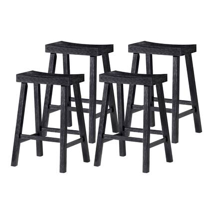 Front. Maven Lane - Maven Lane Vincent Wooden Rustic Aesthetic Kitchen Counter Stool, Set of 4 - Antiqued Black.
