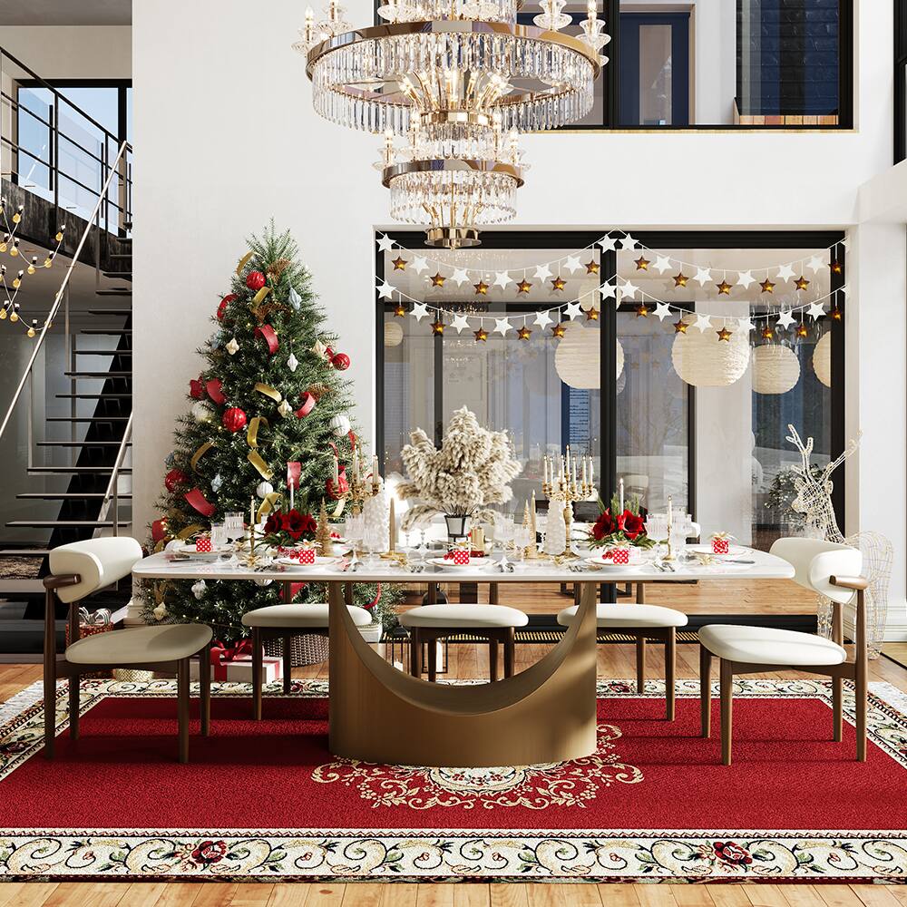 Alt View 8. POVISON - 71" Modern Minimalist Dining Table for 4-6, White Rectangular Glossy Sintered Stone Tabletop, Bronze Carbon Steel Leg - Glossy White Sintered Stone with Bronze.