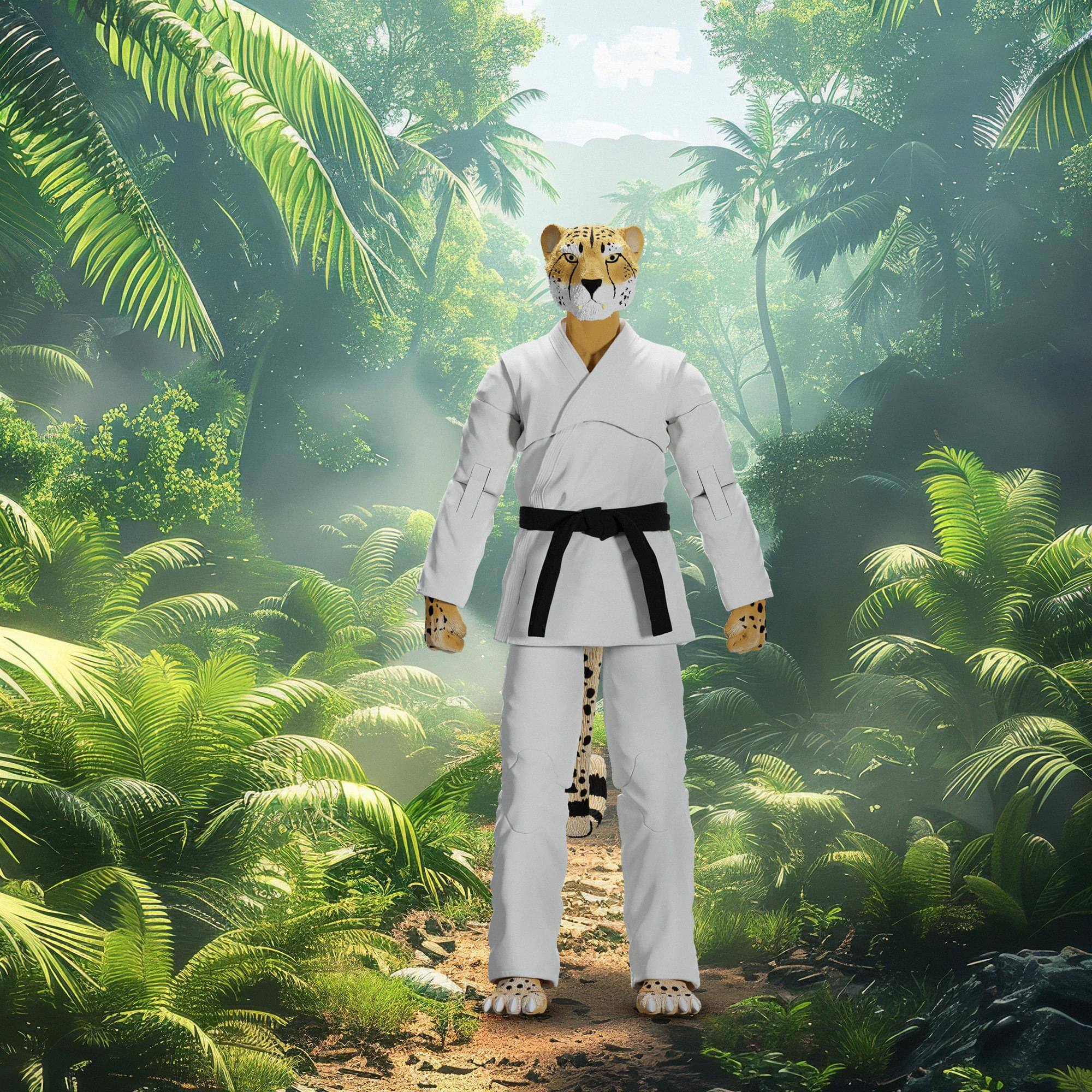 Alt View 2. Icon Heroes - Zoo Jitsu Fighters 6 Inch Action Figure | Chico the Cheetah with White Gi - White.