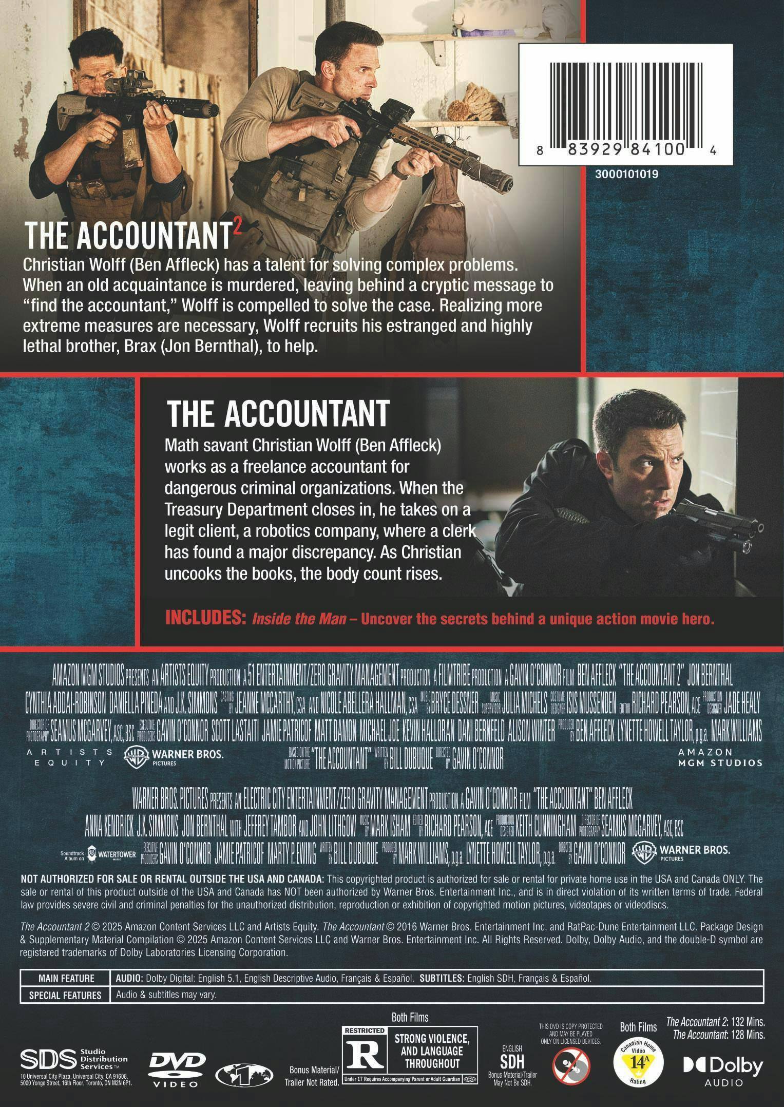 Back. The Accountant: 2-Film Collection   - DVD.
