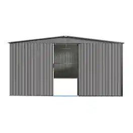 Mondawe - 14x12 Ft Outdoor Storage Shed with Tool Space and Firewood Storage - Gray