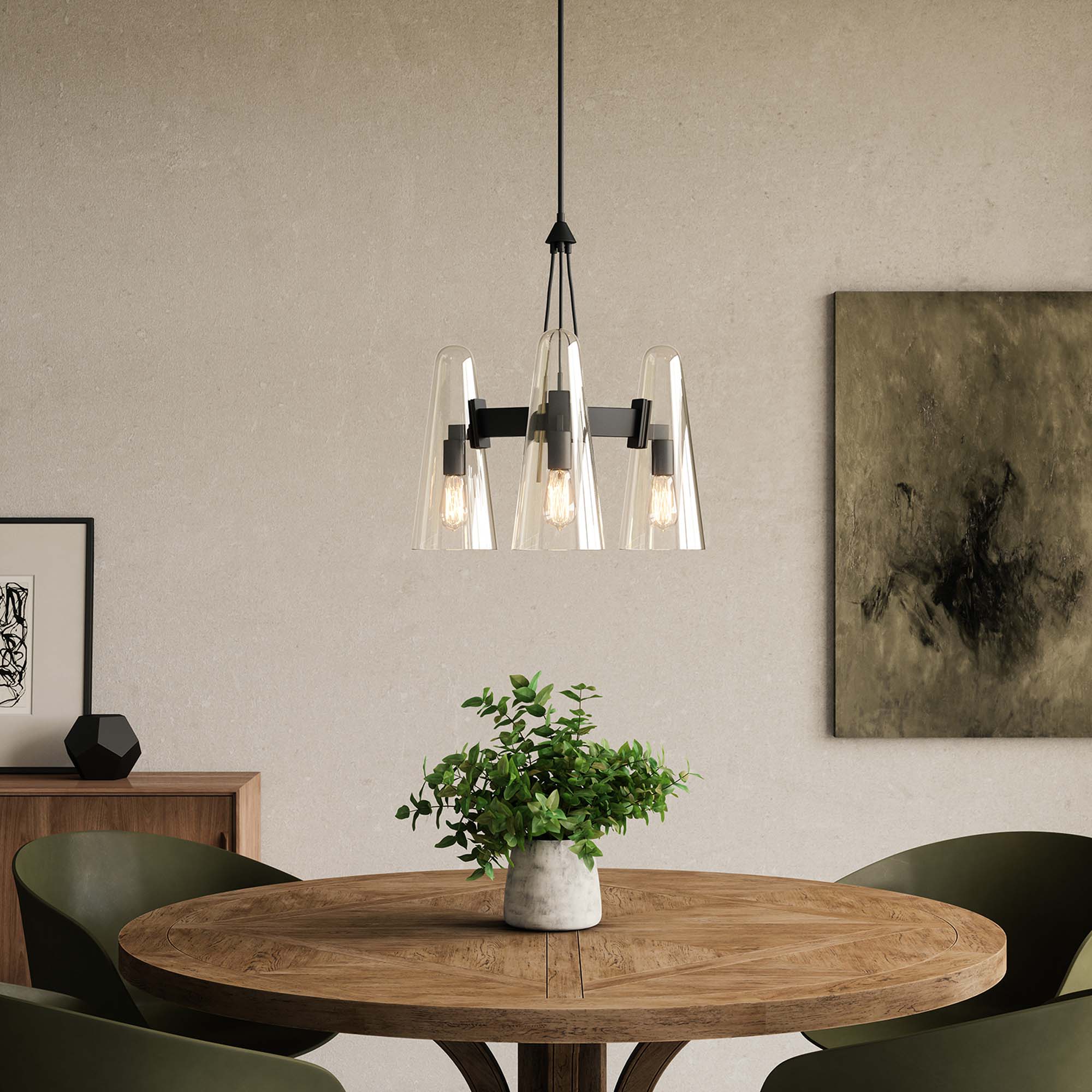Alt View 1. Modway - Beacon 3-Light Pendant Light by Modway - Clear Black.