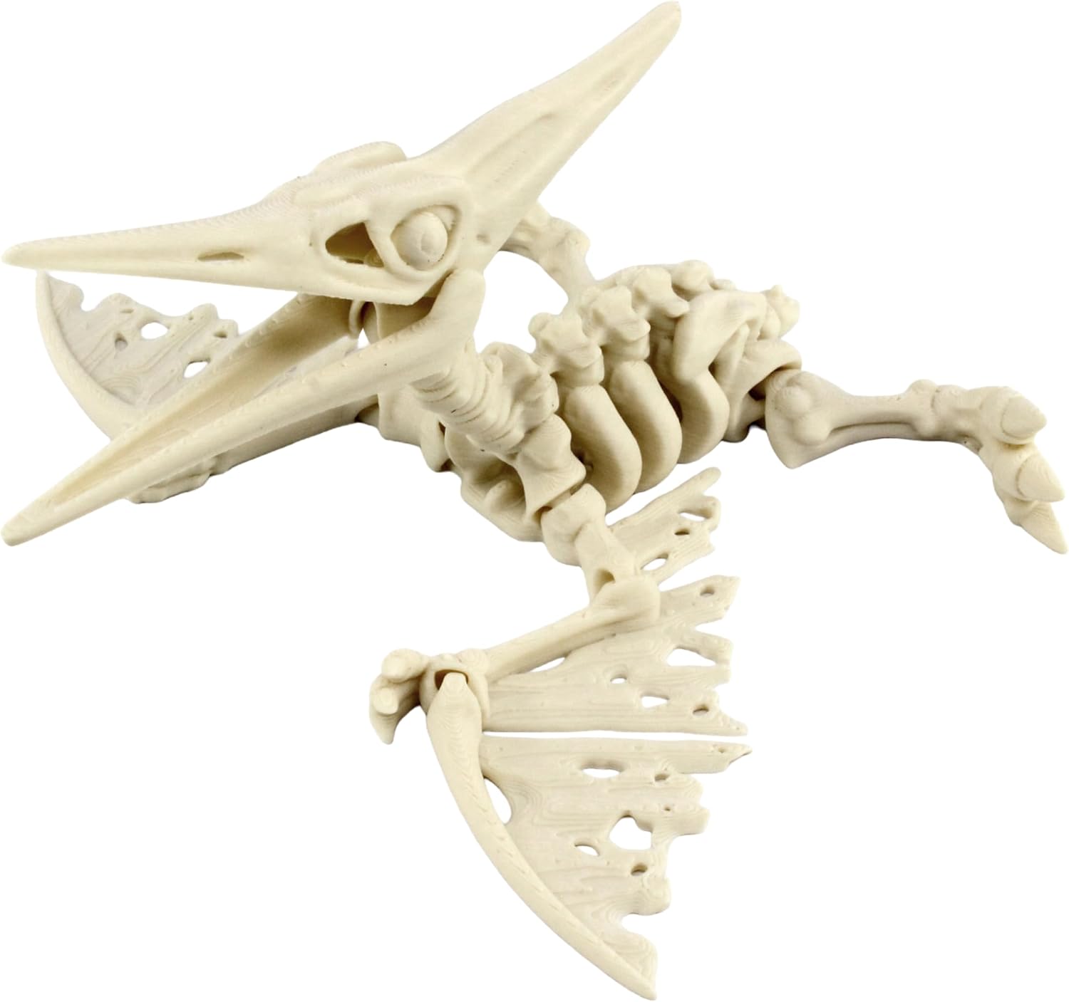 Alt View 1. JuzToys - 3D Printed Skeleton Pteranodon, Prehistoric Collectible Articulating Dinosaur Figurine Desk Decoration White by PowerTRC - White.