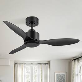 Breezary - 42" Modern Indoor Ceiling Fan, 3 ABS Blades, 6-Speed DC Motor, Remote Control, Timer, 5'' Downrod, Light/No Light Option - Matte Black (Without Light)