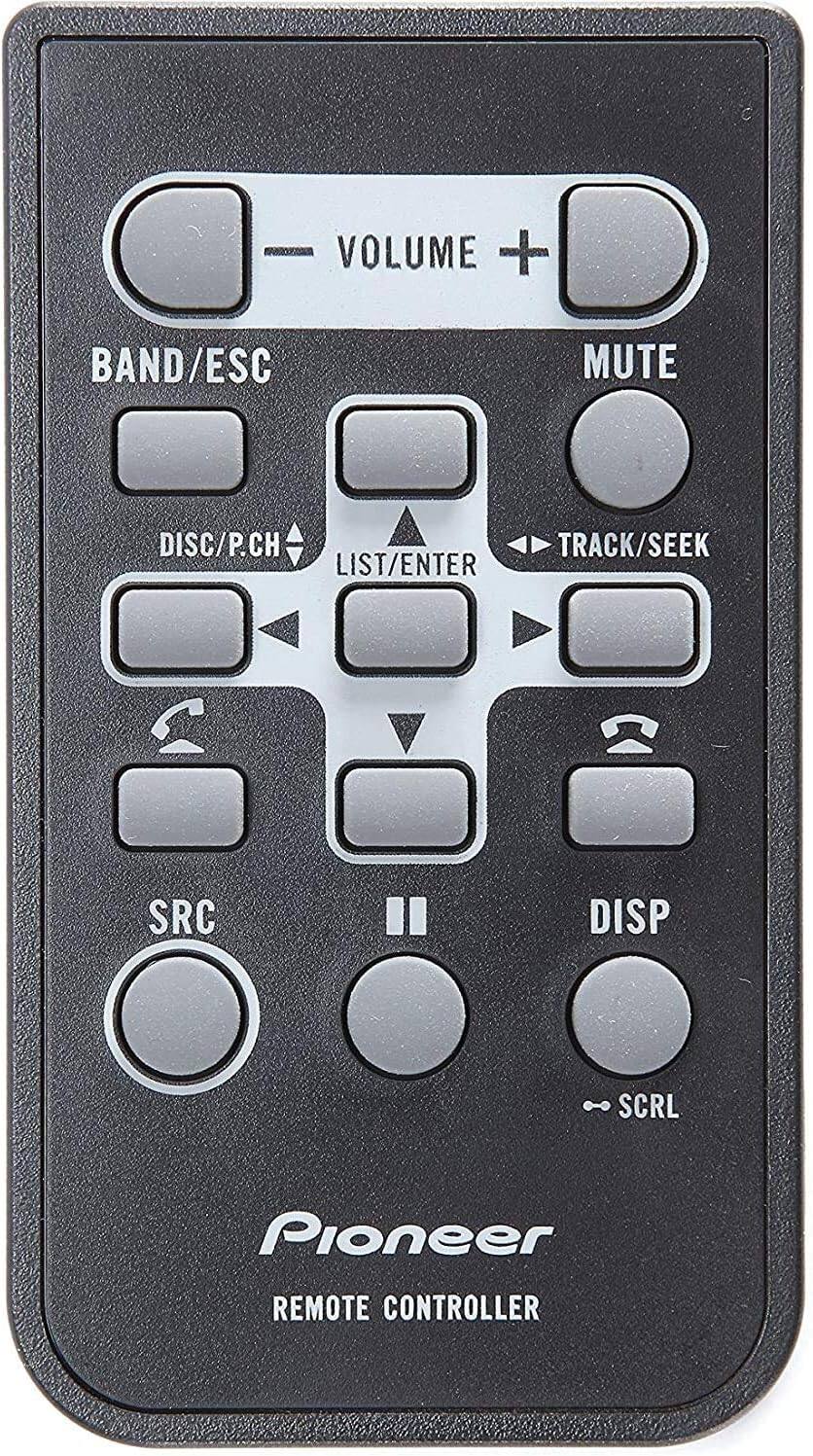 - VOLUME +
- VOLUME -
- BAND/ESC
- MUTE
- DISC/P.CH
- LIST/ENTER
- TRACK/SEEK
- SRC
- DISP
- SCRL
- Pioneer
- REMOTE CONTROLLER