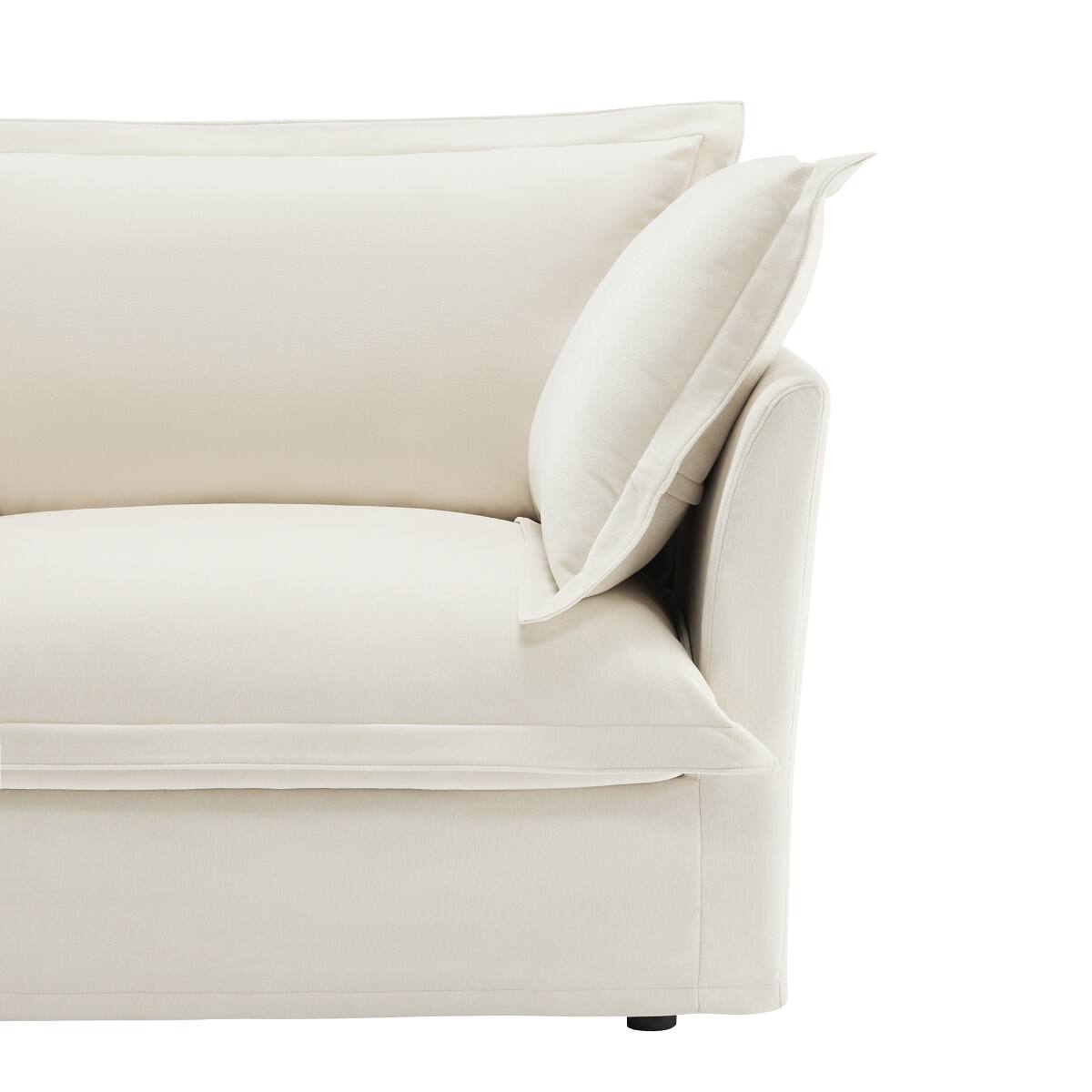 Alt View 4. Ropilly - Ropilly Cream Chenille Sofa Single Seat Sofa with Removable Covers and Pillow - Cream.