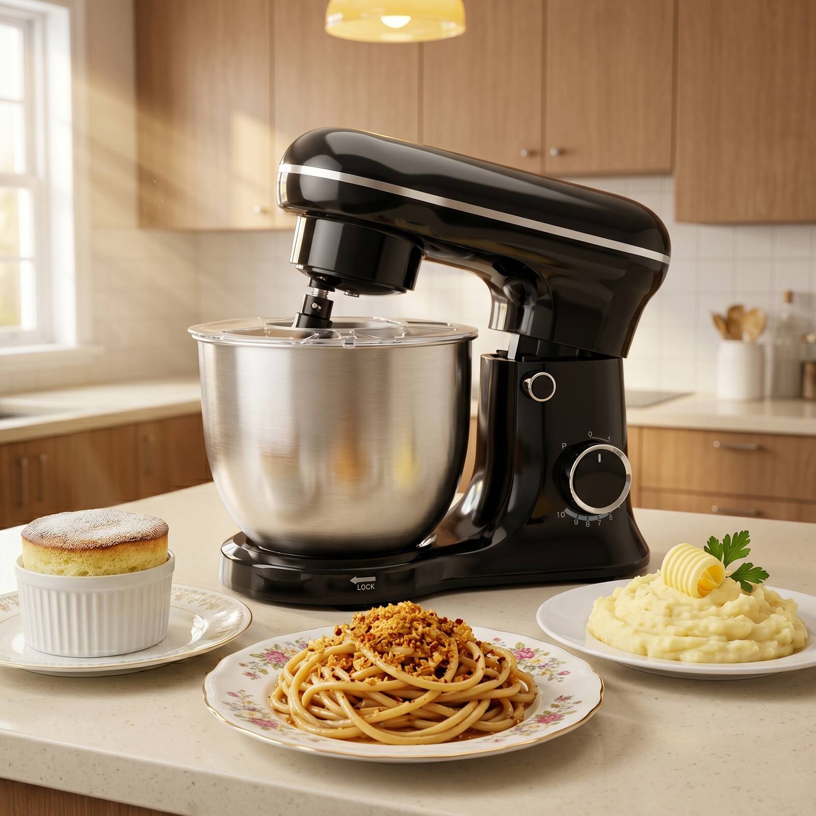 Topteng 5.5Qt Stand Mixer with 10 Speeds Pure Copper Motor, Tilt