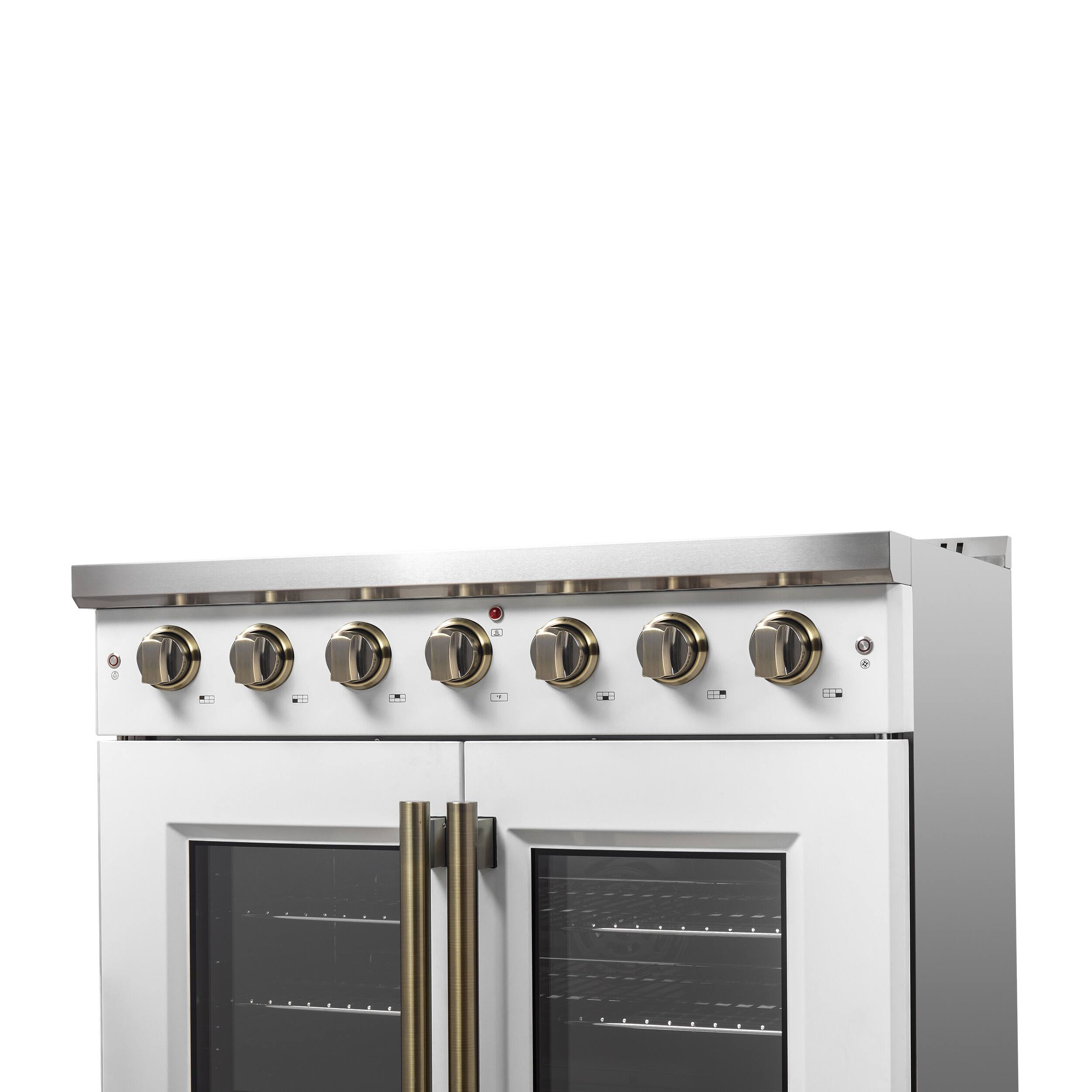 Alt View 4. Forno Appliances - Galiano 5.36 Cu. Ft. Freestanding Gas Convection Range with French Door Design - White.