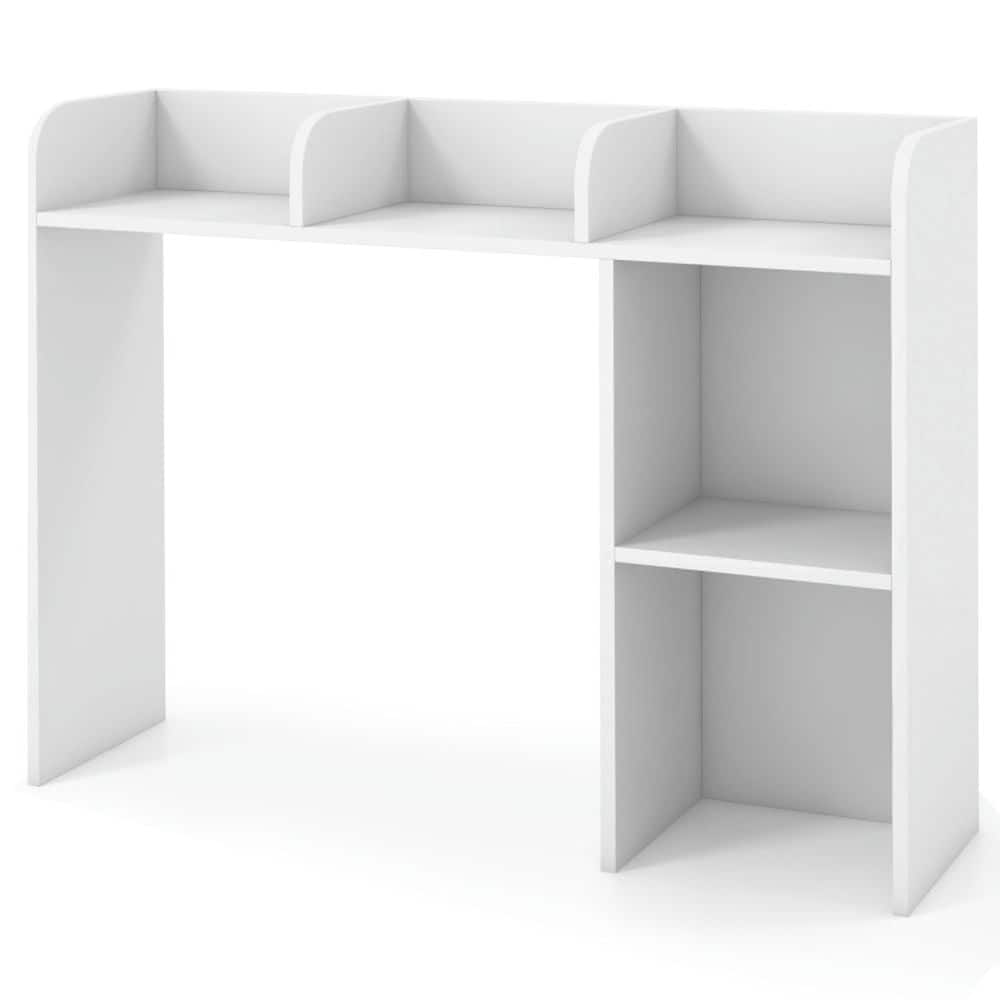 Pefilos - 3-Tier Multipurpose Desk Bookshelf with 4 Shelves- Tall Bookshelf, Shelves for Living Room, Home Office - White