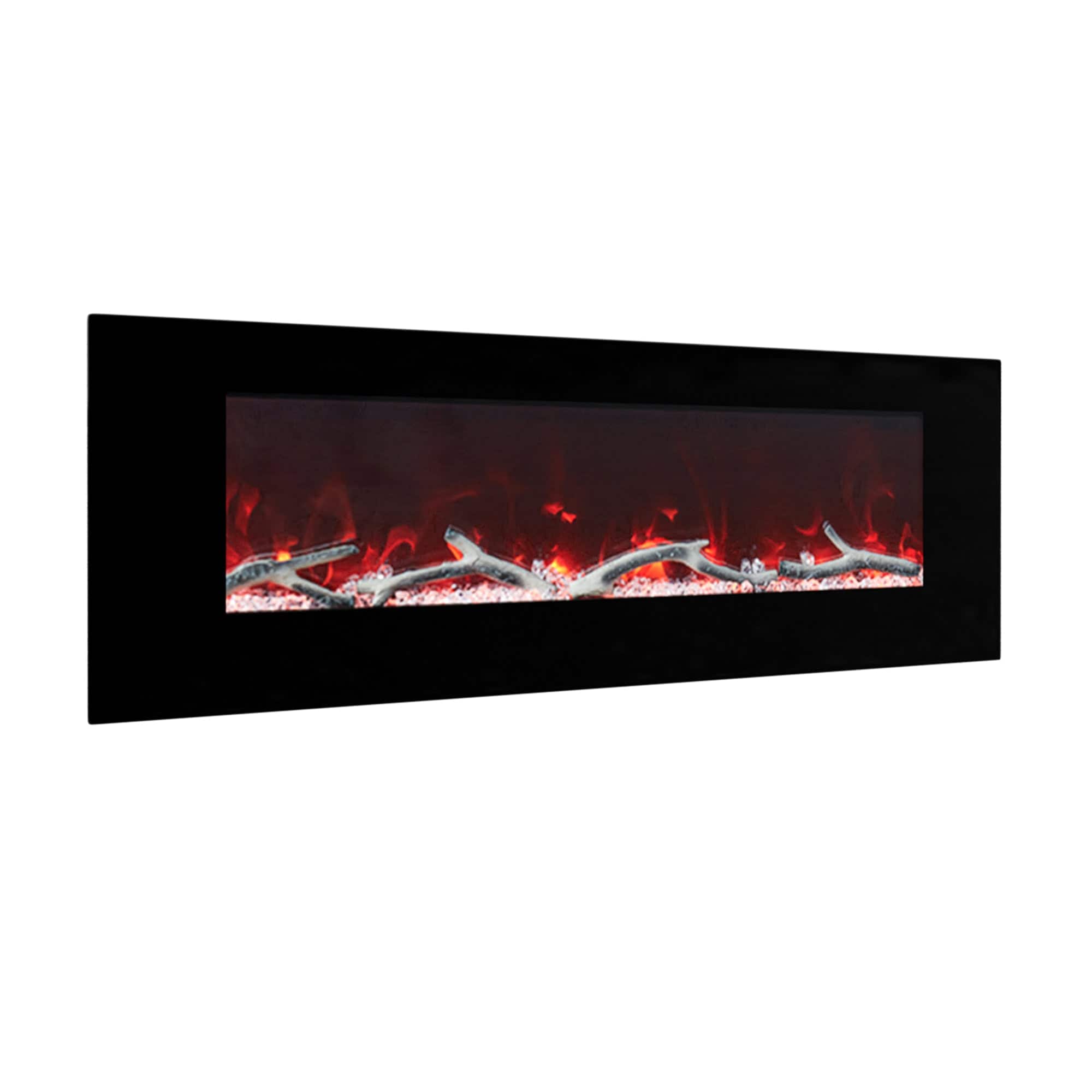 Mondawe - 60"W Wall-Mounted Electric Fireplace with Bluetooth & USB Speakers - Black