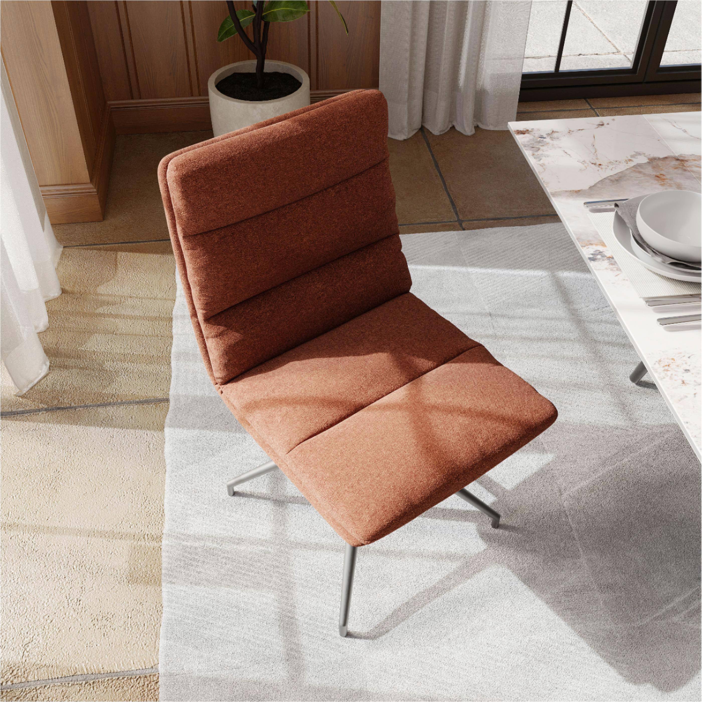 Back. POVISON - Modern Swivel Upholstered Dining Chairs Set of 2, Linen Side Chairs, Brown & Black, Home Office Task Desk Chairs - Black & Brown.