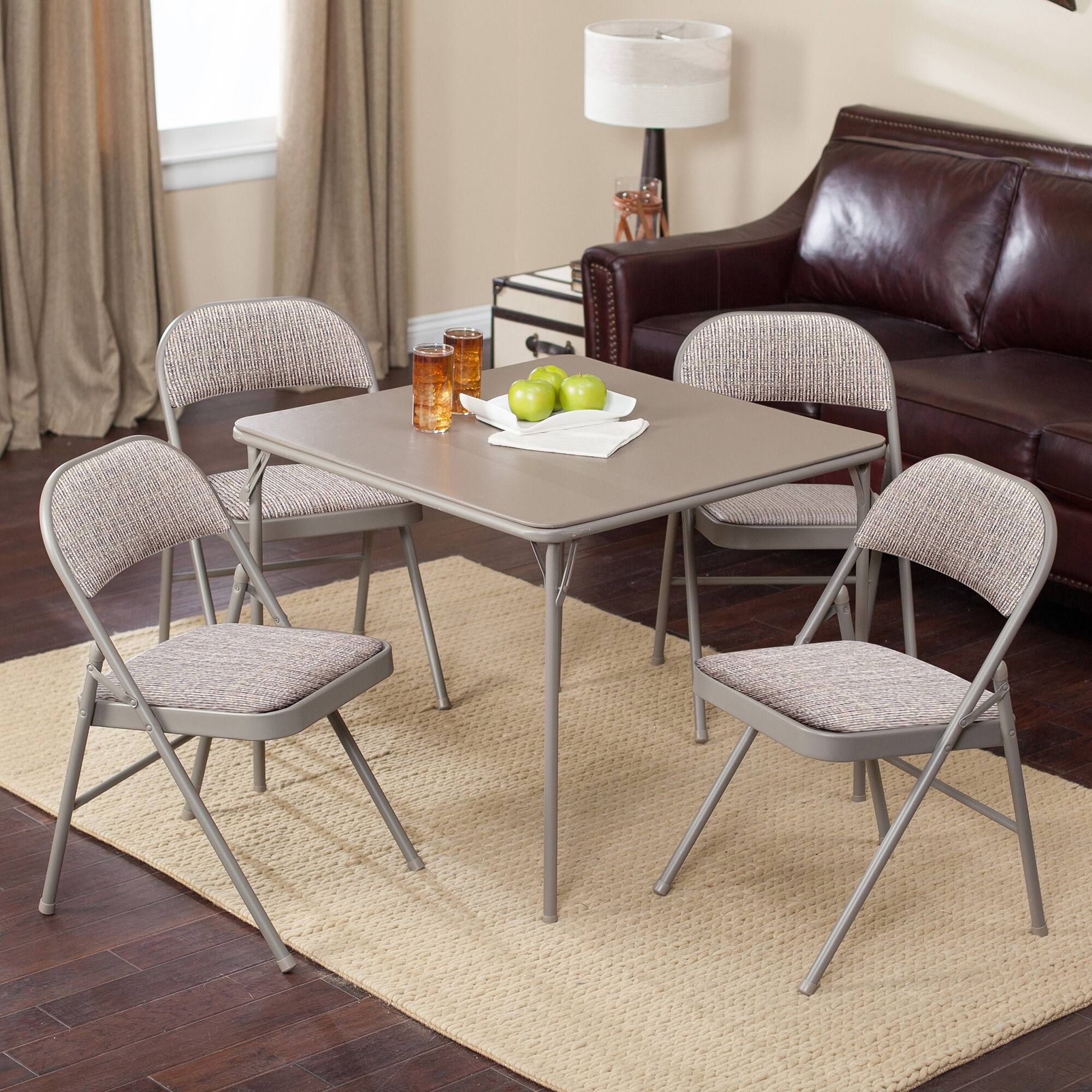 Alt View 2. MECO - MECO Sudden Comfort Deluxe Fabric Padded Folding Chair Set, Chicory Lace(4 Pack) - Beige.