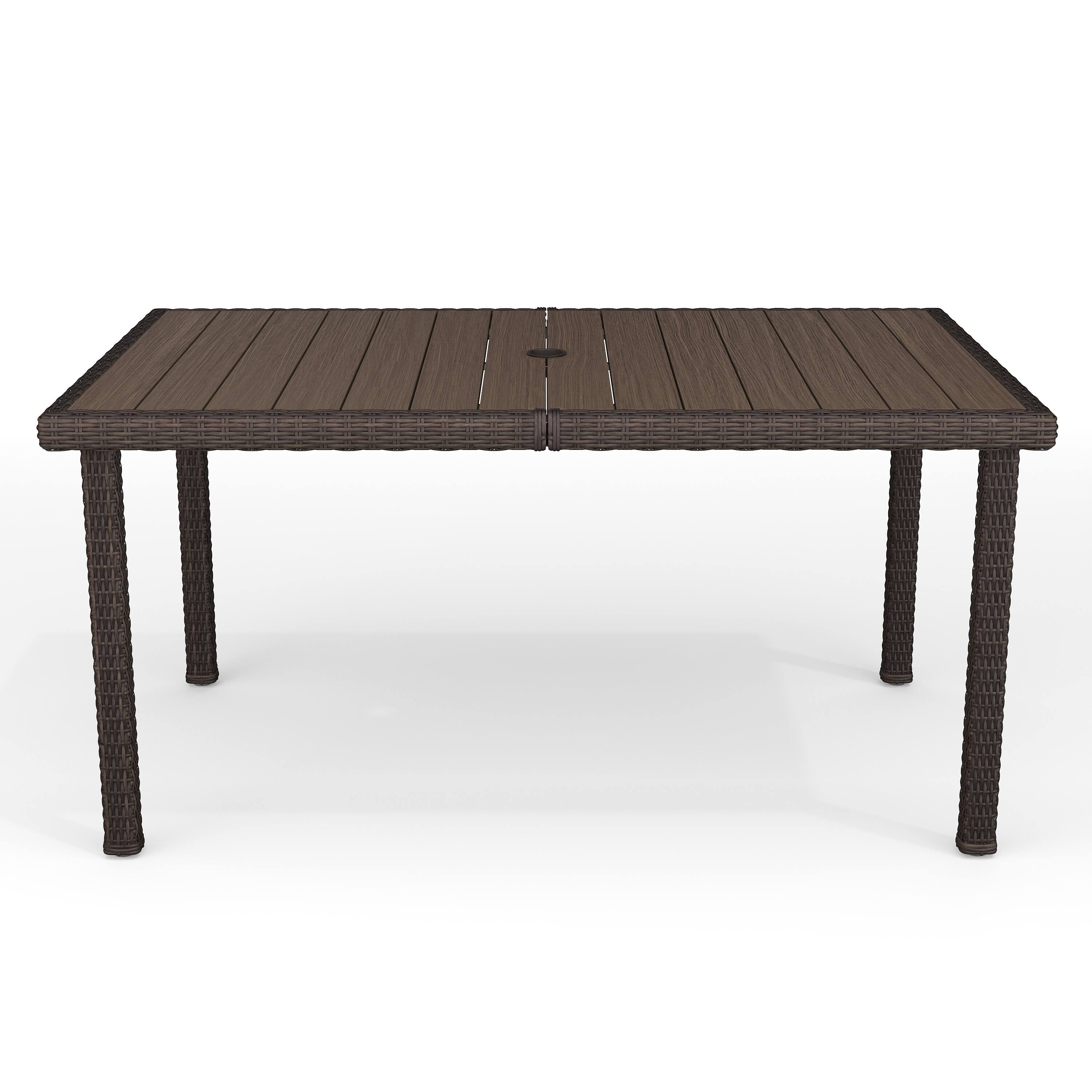 Alt View 9. Martha Stewart - Bedford 62" Outdoor Rattan Wicker Patio Table with Engineered Wood Top - Brown.