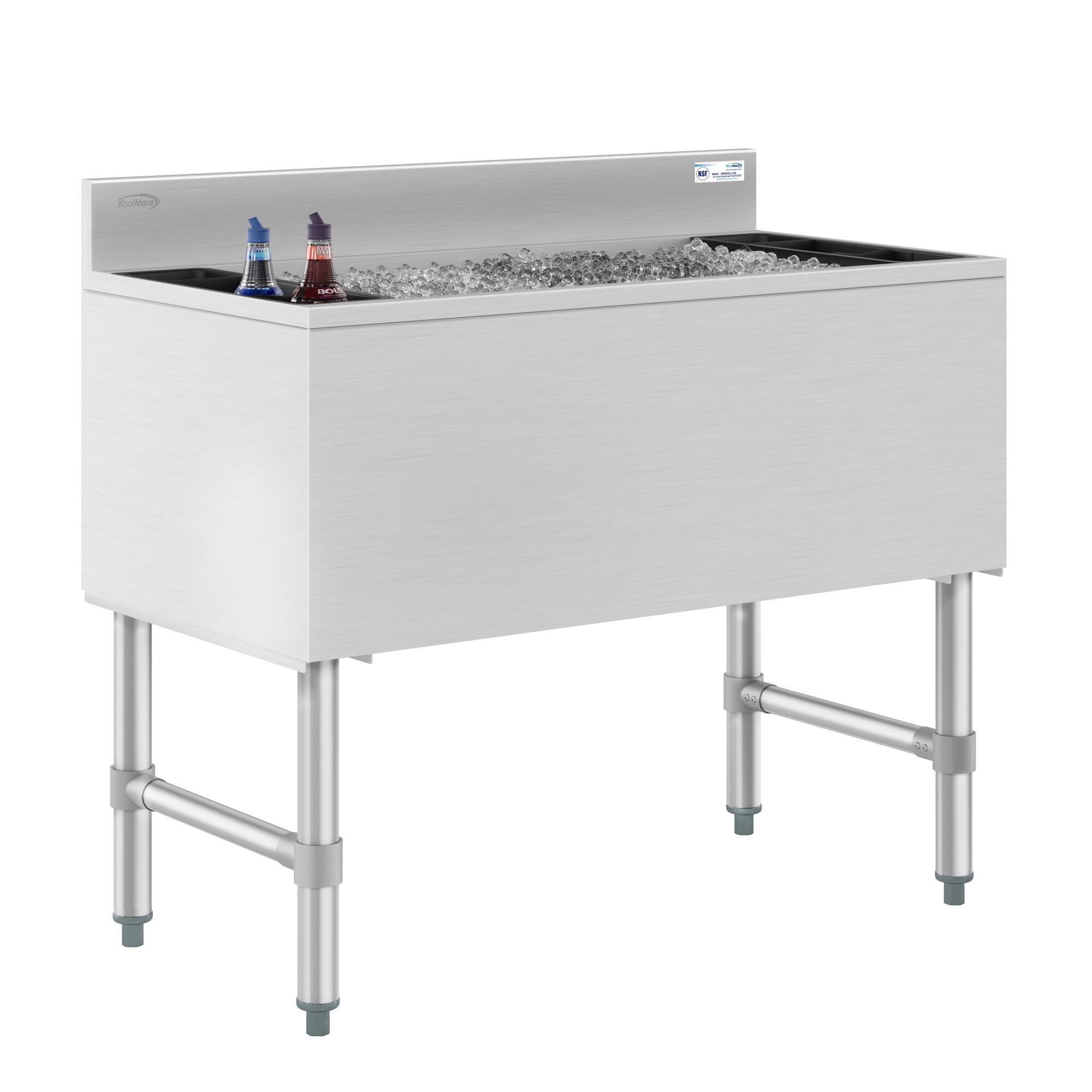 Angle. Koolmore - 36 in.  Underbar Ice Bin with Siding Lid in Stainless Steel (KM-UIB-1836) - Stainless Steel.