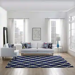 Modway - Marja Moroccan Trellis Area Rug - Navy and Ivory