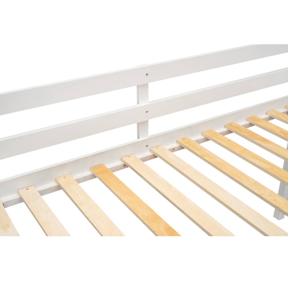 Alt View 8. Loheer - Loheer Twin Low Loft Bed Wood Loft Bed with Ladder White - White.