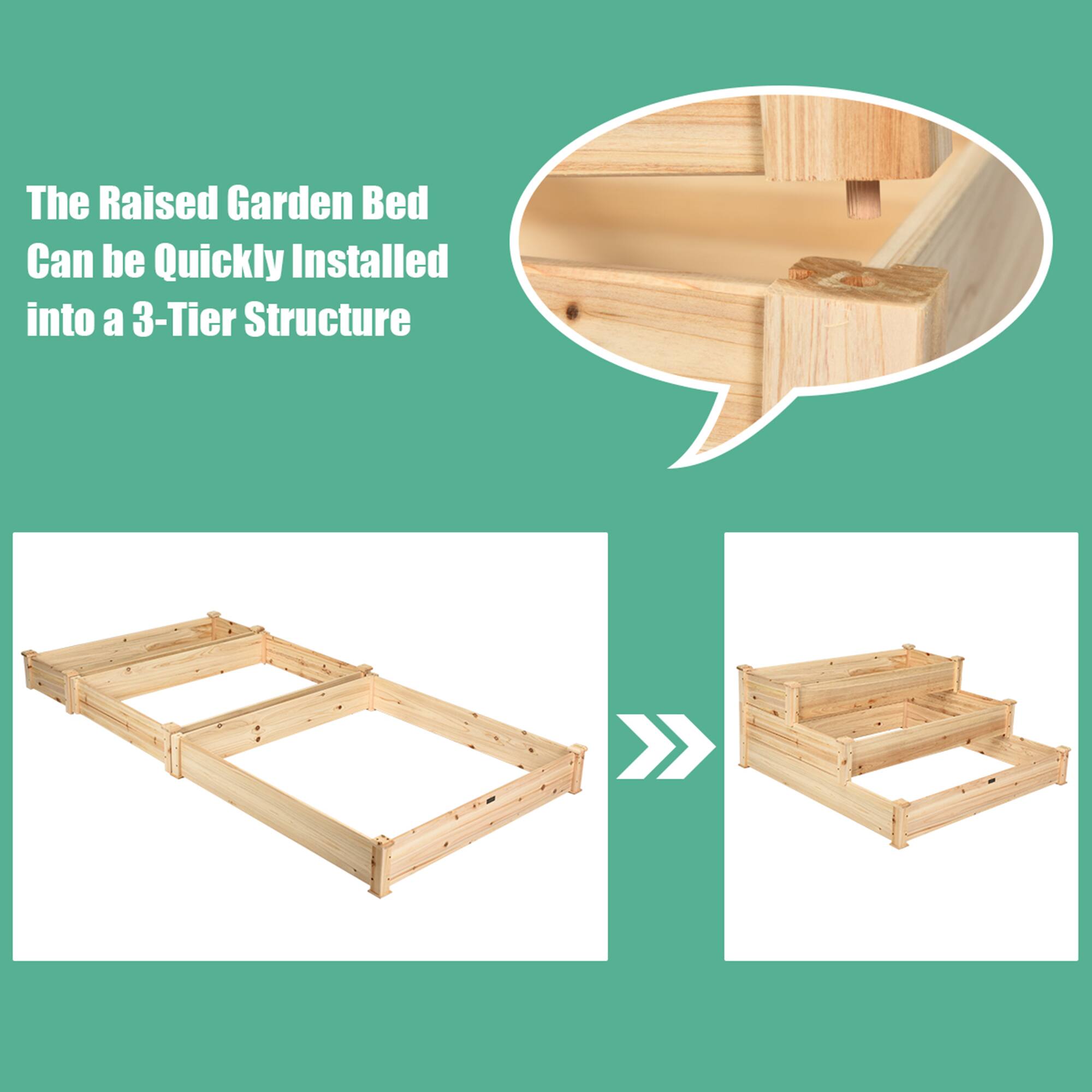The Raised Garden Bed Can be Quickly Installed into a 3-Tier Structure