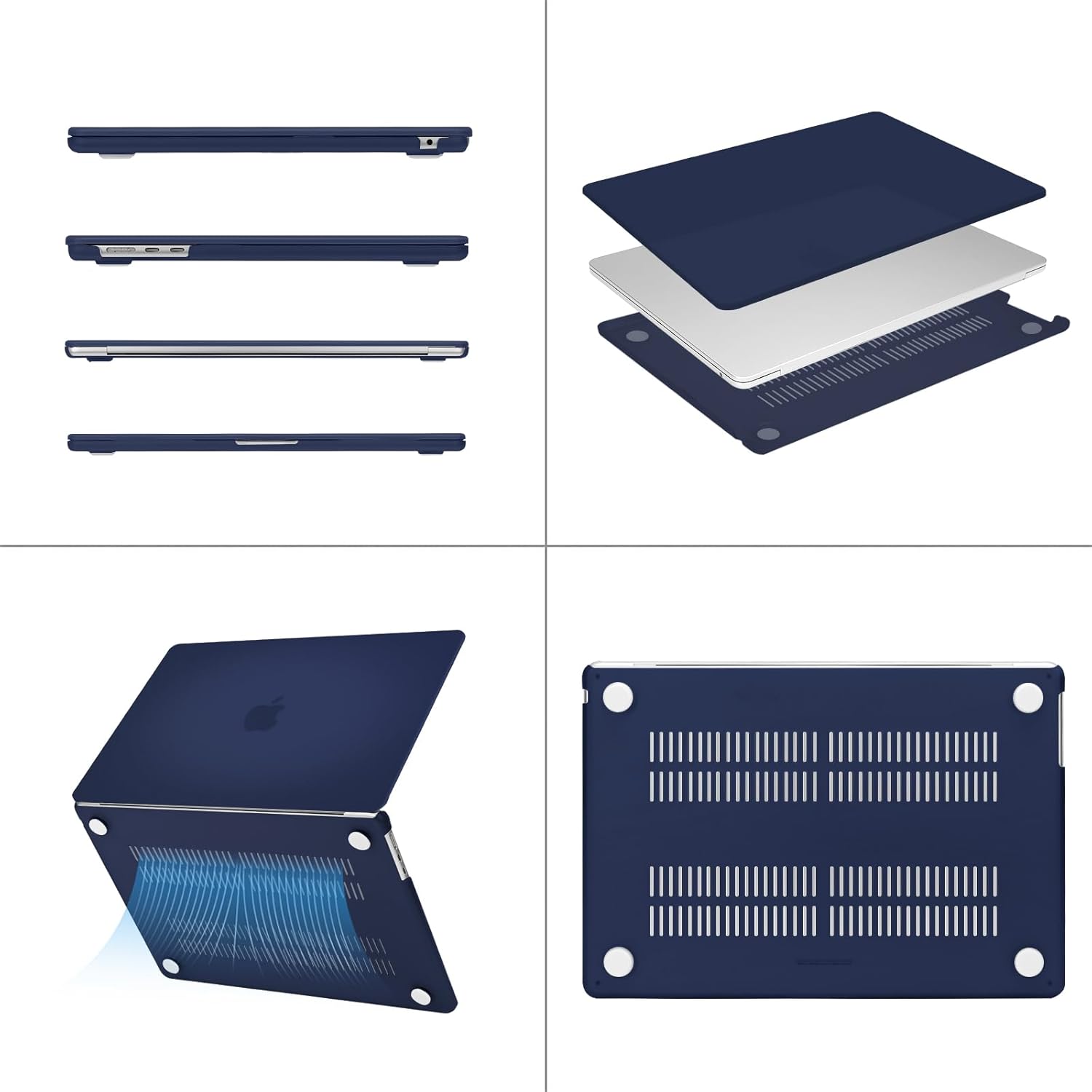 Alt View 1. mosiso - Hard Shell Case Kit for MacBook Air 15 inch A3448 A3241 A3114 A2941 M5 M4 M3 M2 - Navy Blue.