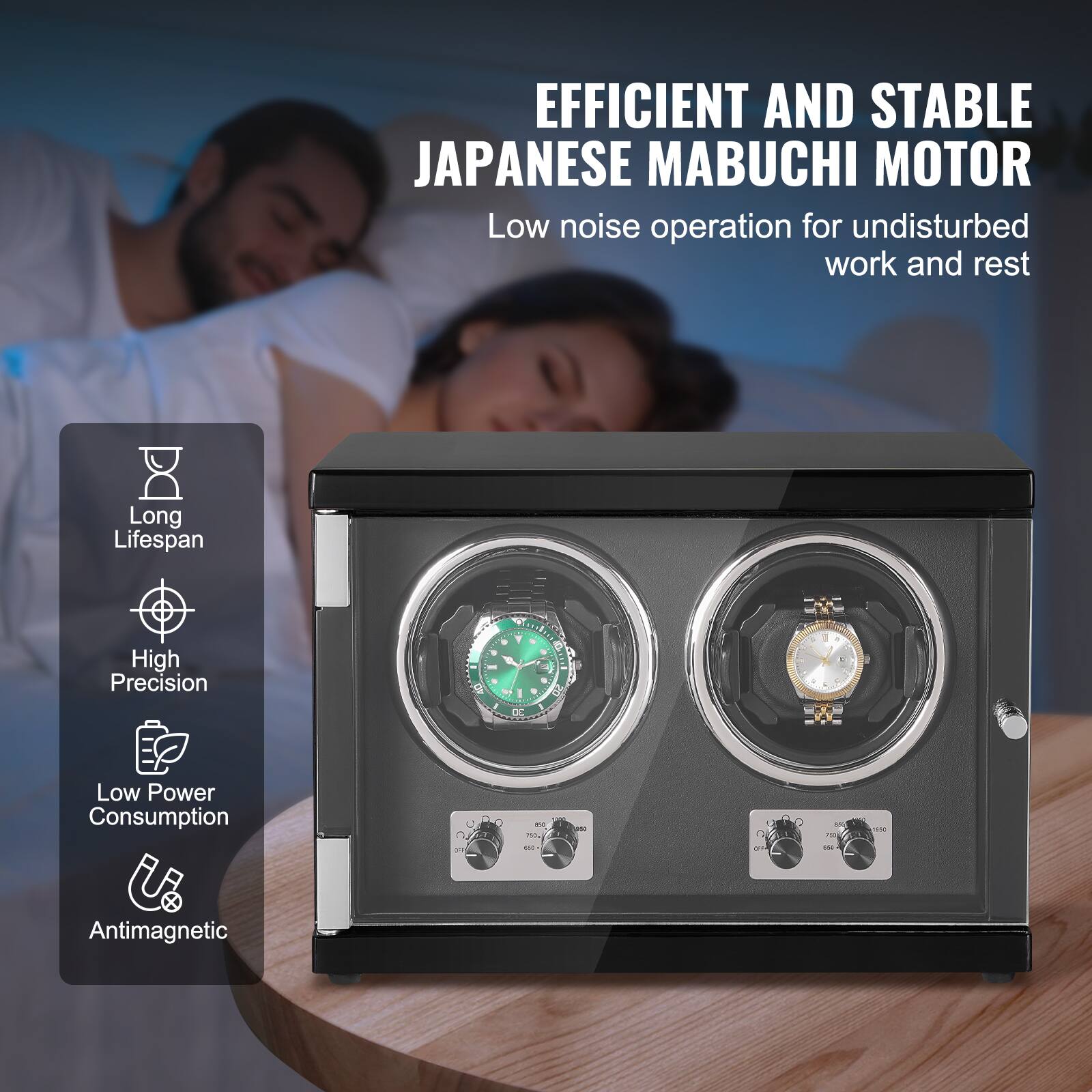 EFFICIENT AND STABLE JAPANESE MABUCHI MOTOR  
Low noise operation for undisturbed work and rest  

- Long Lifespan  
- High Precision  
- Low Power Consumption  
- Antimagnetic