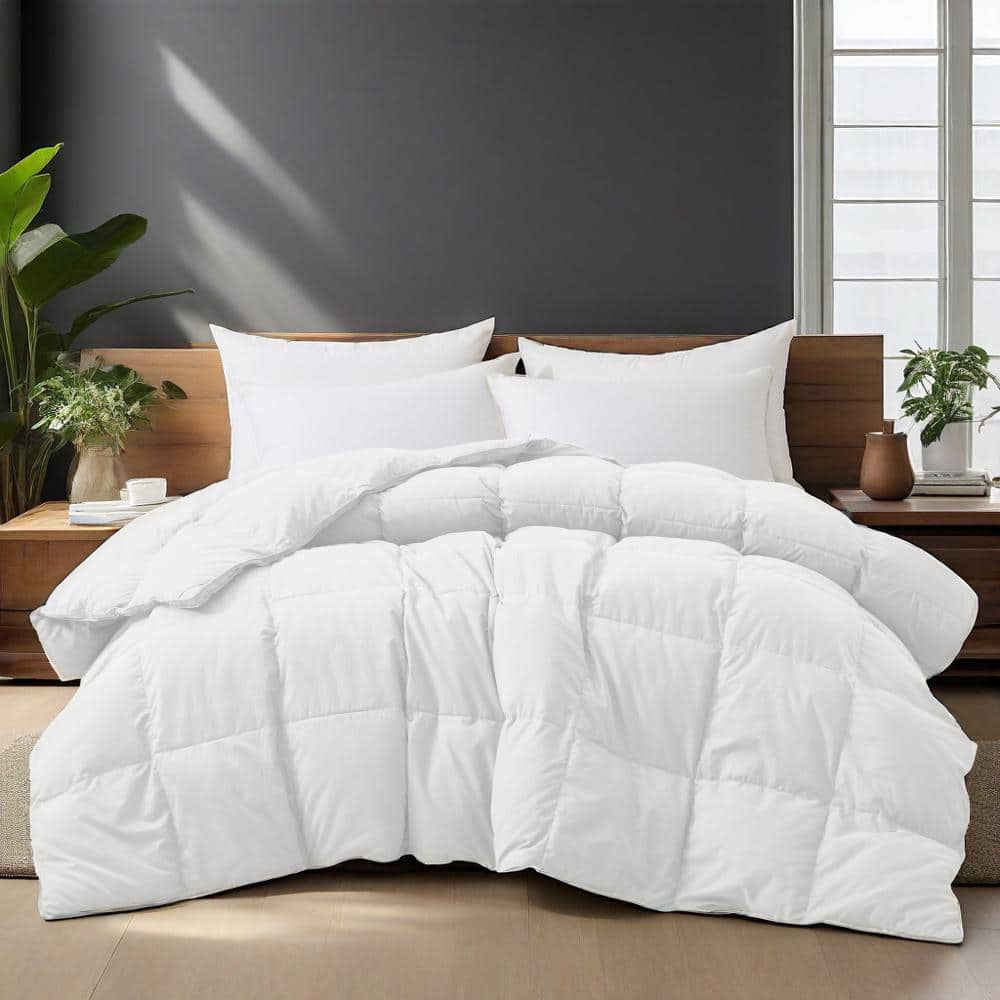 Front. Peace Nest - Peace Nest Luxurious Hotel Feather and Down Fiber Comforter, All Season Duvet Insert, White, Full/Queen - White.