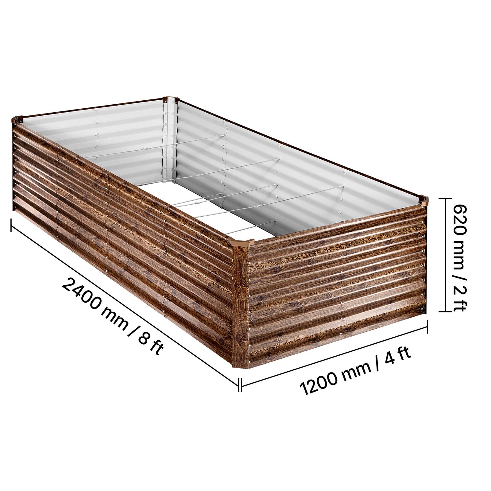 2400 mm / 8 ft  
1200 mm / 4 ft  
620 mm / 2 ft