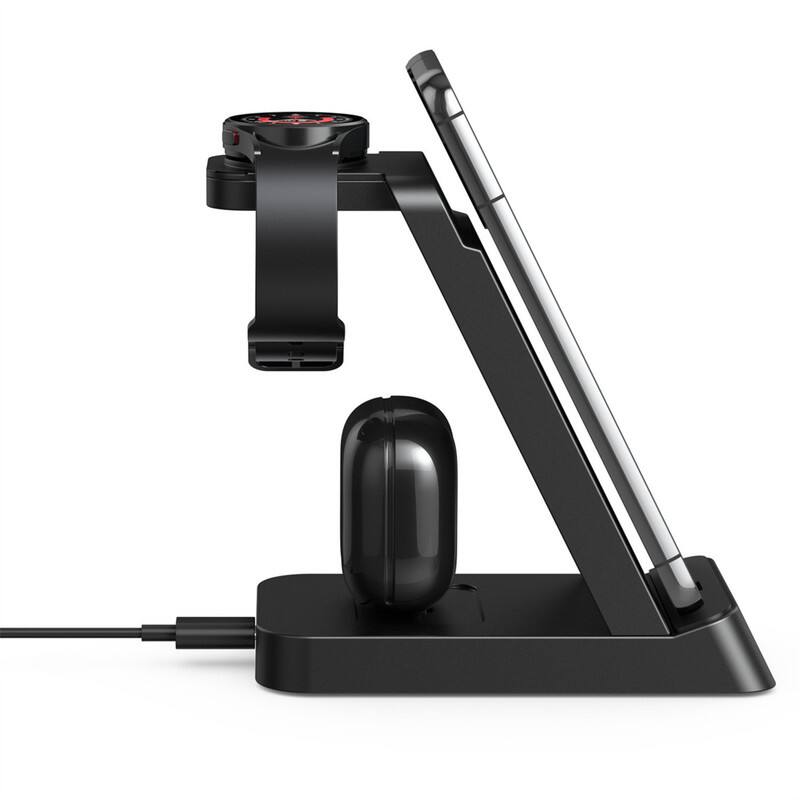 Alt View 2. RISOKEYS - 3-in-1 Charging Dock - Vertical Desktop Charger for Phones, Watchesand Earphones,  Power Adapter for Samsung - Black.