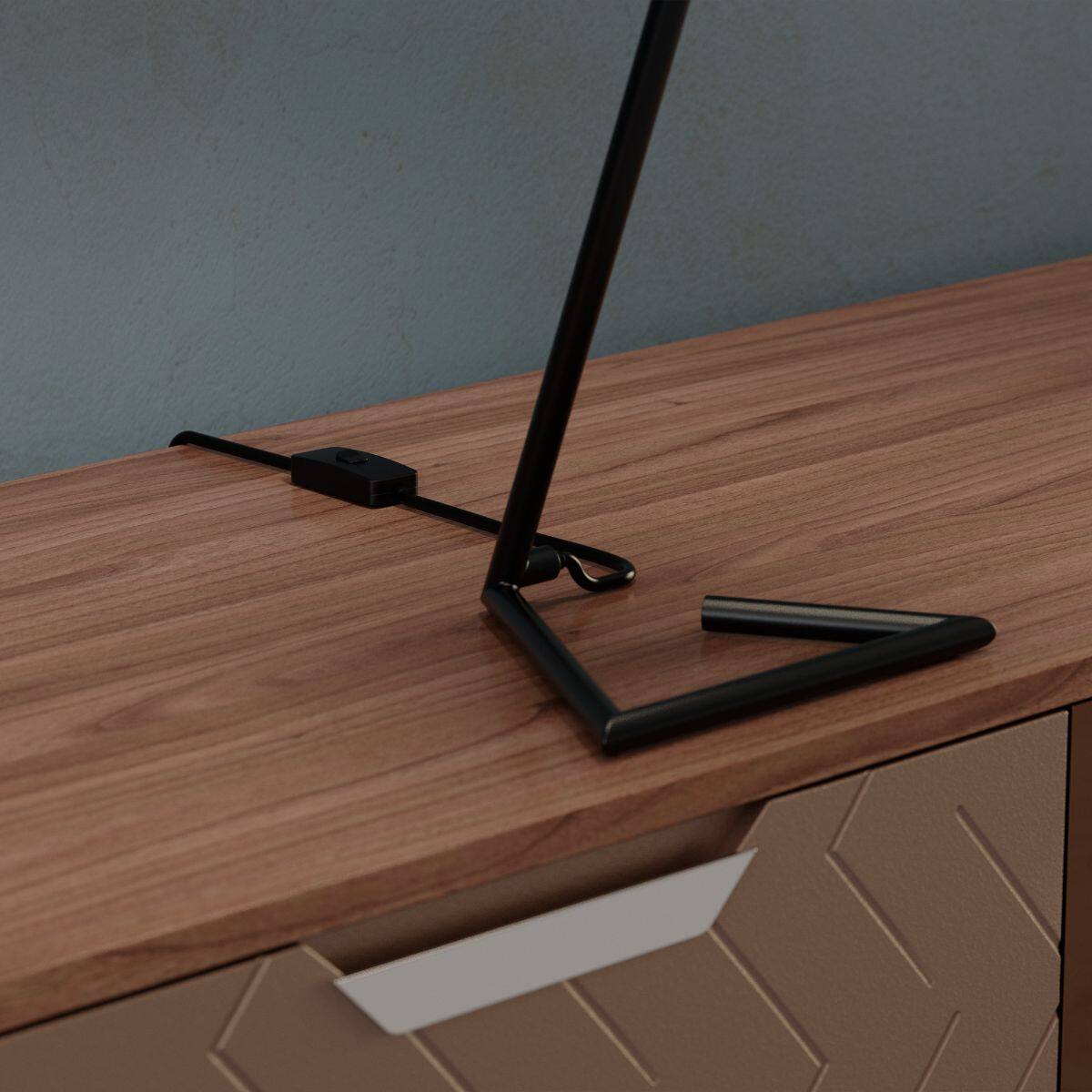 Left. Infibrite - Angular Base 23 Inch Table Lamp with Conical Shade, E26 Bulb Compatible - White.