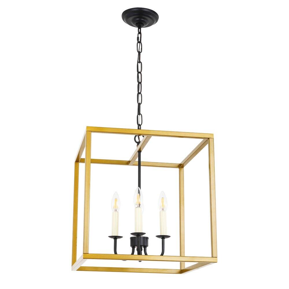 Alt View 6. Living District - Eclipse 4 Light Brass And Black Pendant - Brass And Black.