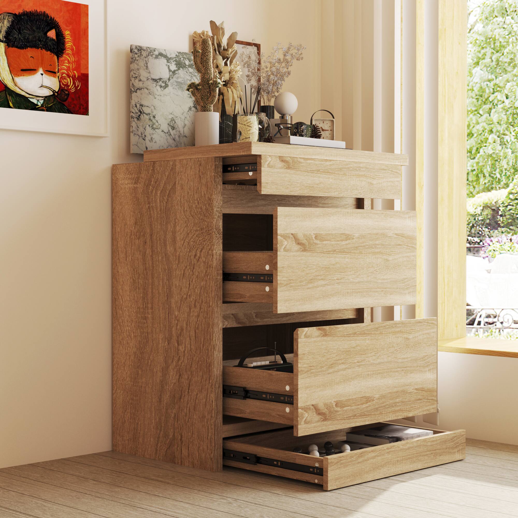 Famapy 4 Drawer Nightstand: Hidden Compartment + NFC Smart Lock