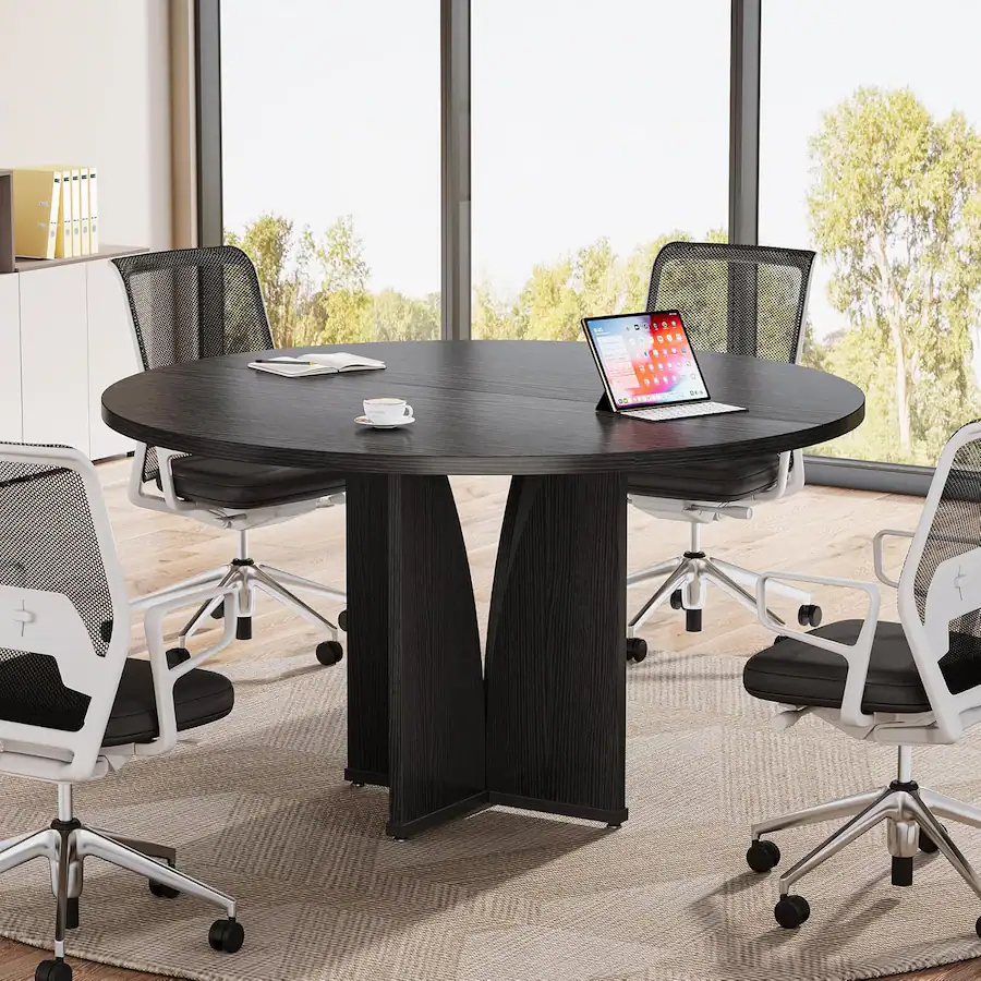 Conference Table Above Tribesigns Conference Table with Engineered Wood Construction, Space ...