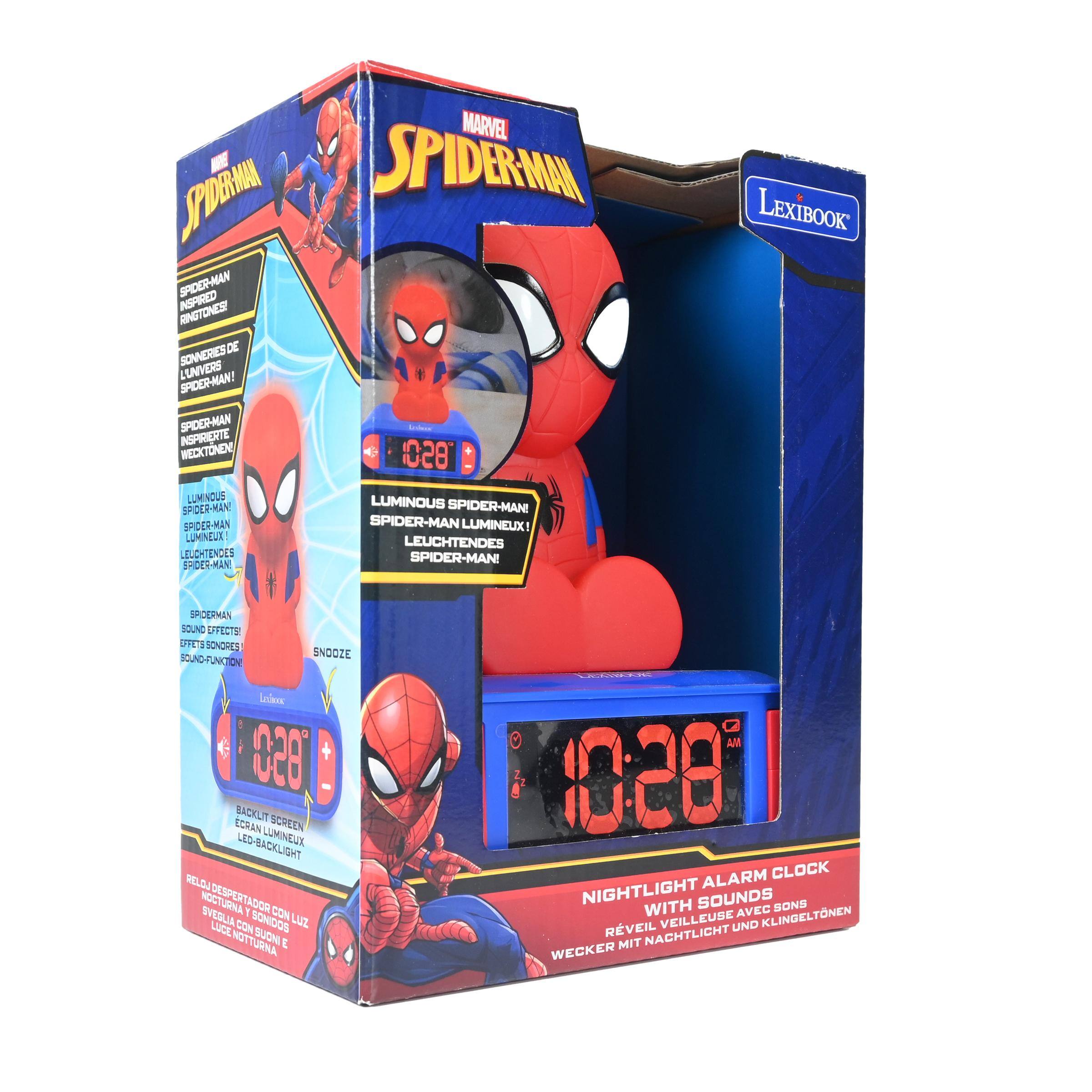 MARVEL SPIDER-MAN SPIDER-MAN INSPIRED RINGTONES! SONNERIES DE SPIDER-MAN! LUNVERS SPIDER-MAN INSPIRIERTE WECKTEN! '850 LUMINOUS LUMINOUS SPIDER-MAN! SPIDER-MAN! SPIDER-MAN SPIDER-MAN LUMINEUX! LUMINEUX! LEUCHTENDES LEUCHTENDES SPIDER-MAN! SPIDER-MAN!

LEXIBOOK
SPIDERMAN SOUND EFFECTS! EFFETS SONORES SOUND-FUNKTION! SNOOZE Lociiwous 853 + BACKLIT SCREEN ECRAN LUMINEUX LED-BACKLIGHT RELDJ NOCTURNAY SVEGLIA Y SONIDOS CON LUZ LUCE CON SUON NOTTURNA E

LEXIBOOK AM 1028 ALARM CLOCK NIGHTLIGHT WITH SOUNDS SONS VEILLEUSE AVEC KLINGELTNEN RVEIL UND MIT NACHTLICHT WECKER