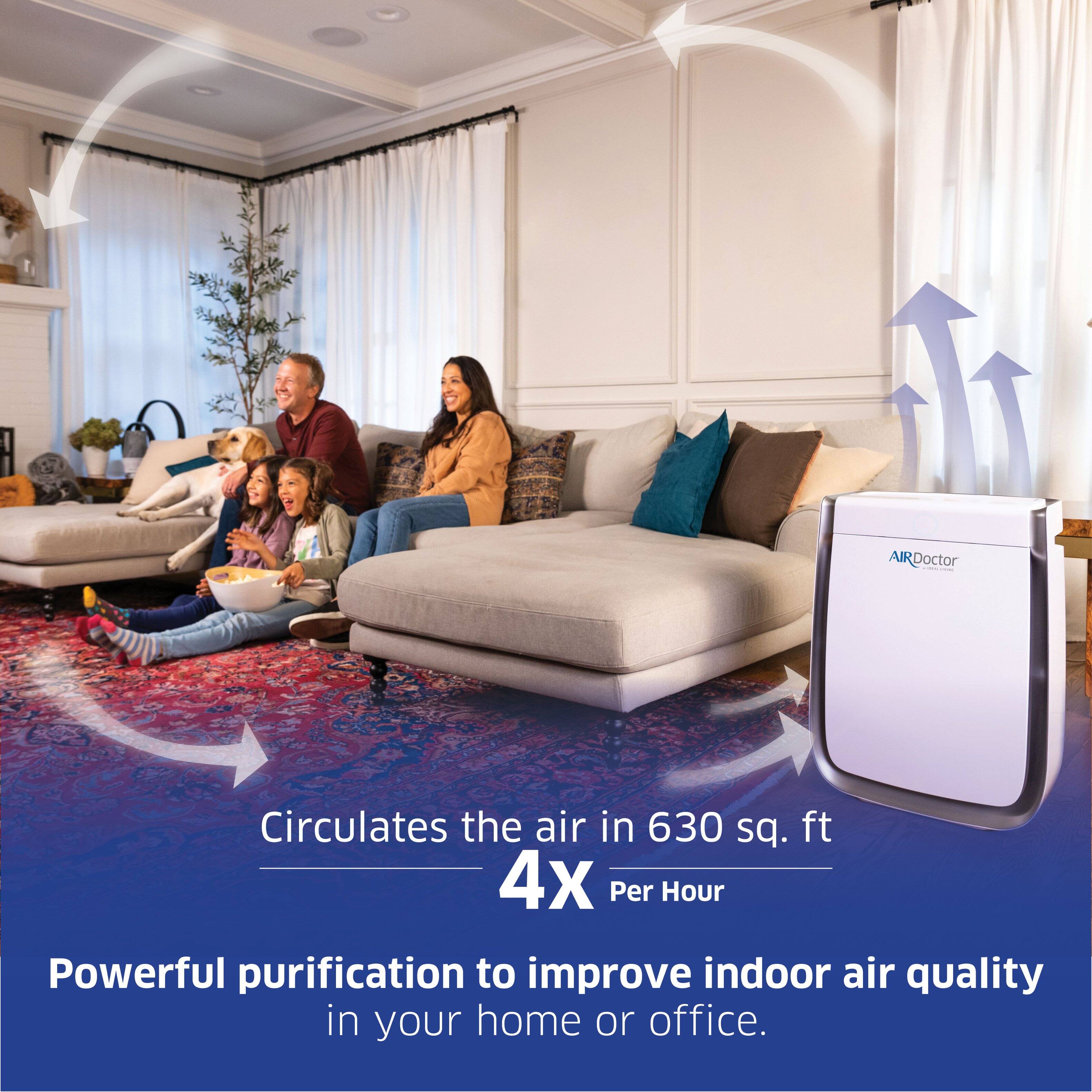 AIRDoctor AIR | Circulates the air in 630 sq. ft 4x Per Hour. Powerful purification to improve indoor air quality in your home or office.