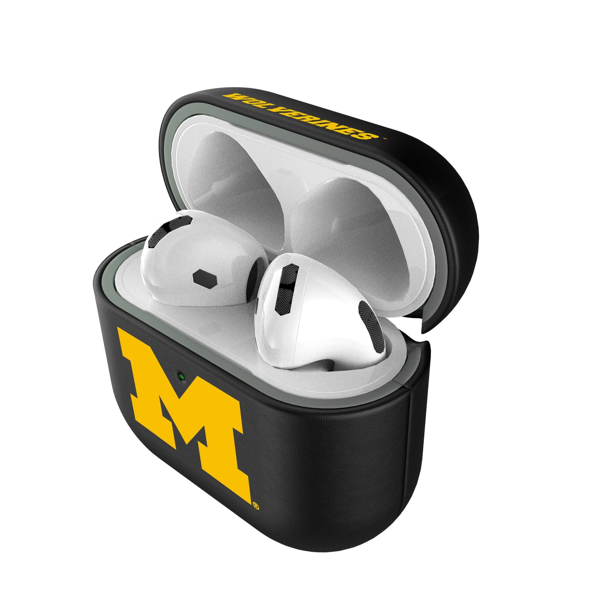Alt View 3. Keyscaper - Michigan Wolverines Michigan Wolverines Insignia AirPods 4th Generation Case Cover - No Size - Black.