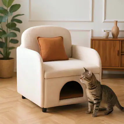 Front. Bestier - 2 in 1 Pet Friendly Fluffy Sherpa Upholstered Leisure Armchair with Lumbar Pillow for Living Room - White.