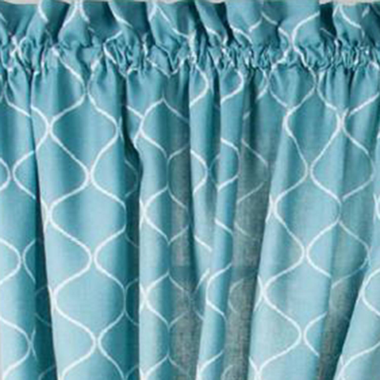 Left. Ellis Curtain - Ellis Curtain Trellis 2-Panels Unlined Stylish Window Curtain Tailored Pair with Ties - 82x63 Teal - Teal.