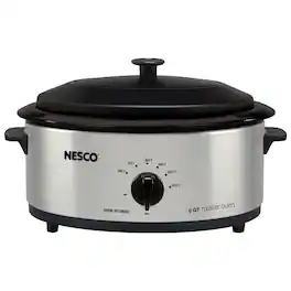 Nesco - 4816-25 6-qt. 750-watt Roaster With Porcelain Cookwell - Silver