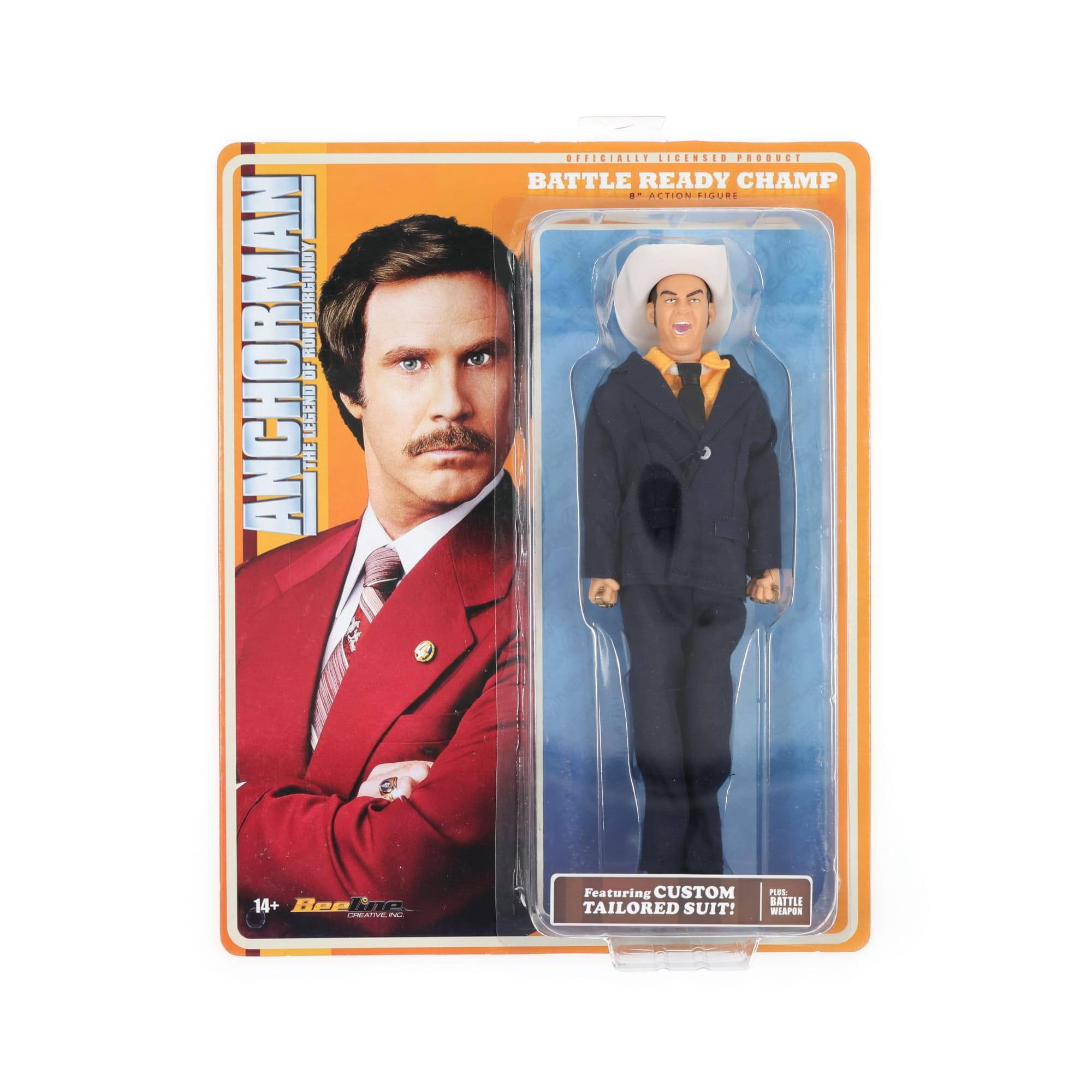 BURGUNDY ANCHORMAN RON LEGEND THE OFFICIALLY LICENSED PRODUCT BATTLE READY CHAMP 1 ACTION FIGURE 14+ Bp hne addaas - Featuring CUSTOM TAILORED SUIT! BATTLE BEAPES