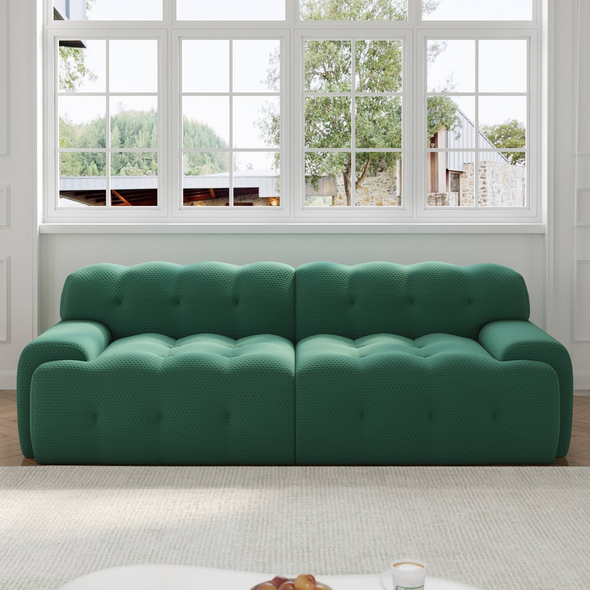 Alt View 5. Yardgrace - 102.4in Modular Sectional Couch, 2 Seats Breathable Floor Sofa, Modern Couch, Green - Green.